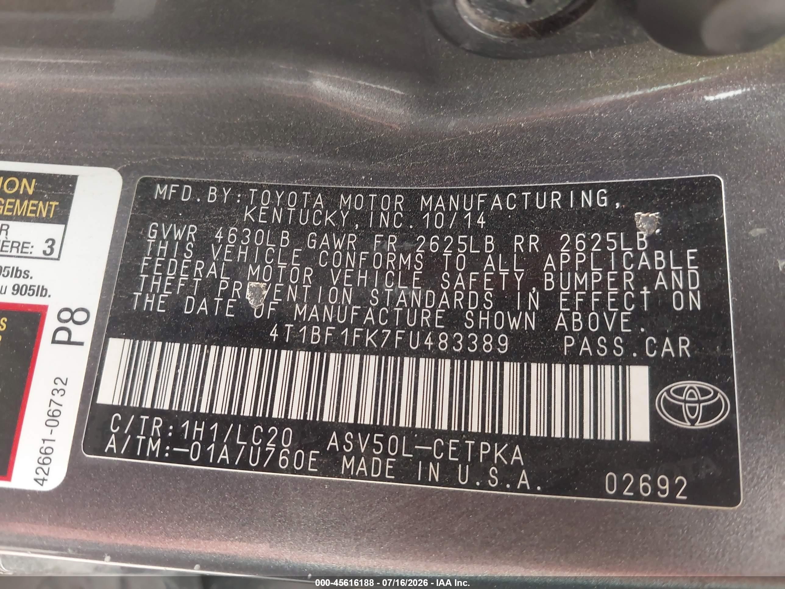 2015 Toyota Camry Xse Gray vin: 4T1BF1FK7FU483389