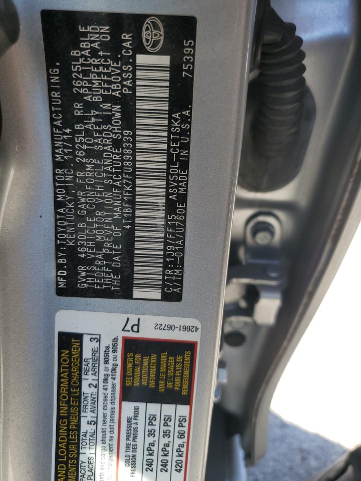 2015 Toyota Camry Le Серебряный vin: 4T1BF1FK7FU898339