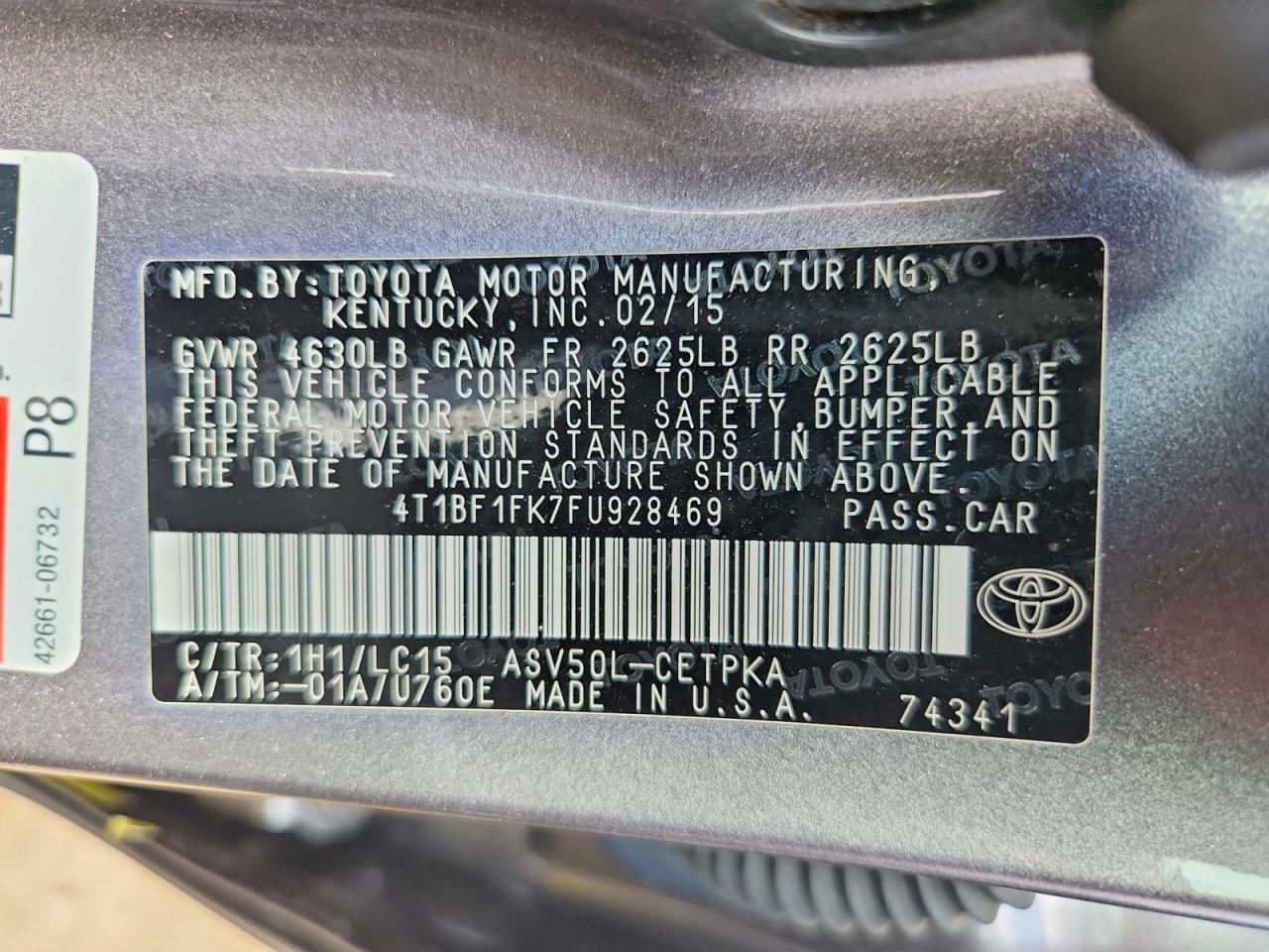 2015 Toyota Camry Xse Gray vin: 4T1BF1FK7FU928469