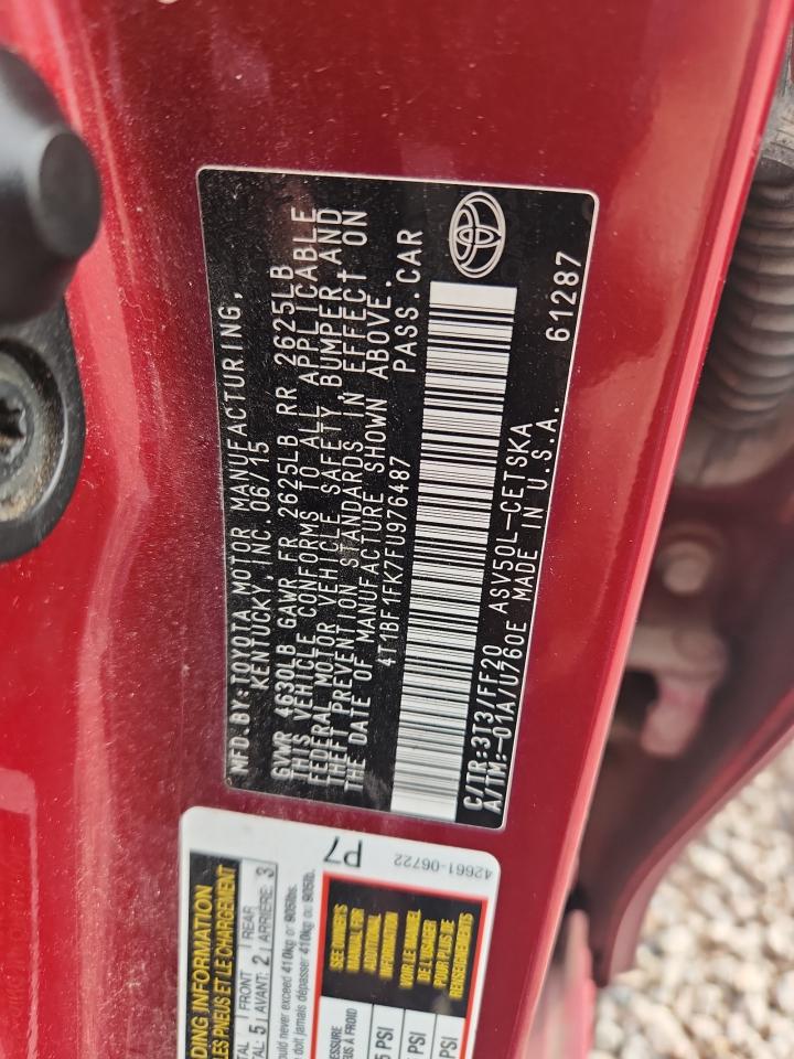 2015 Toyota Camry Se Red vin: 4T1BF1FK7FU976487