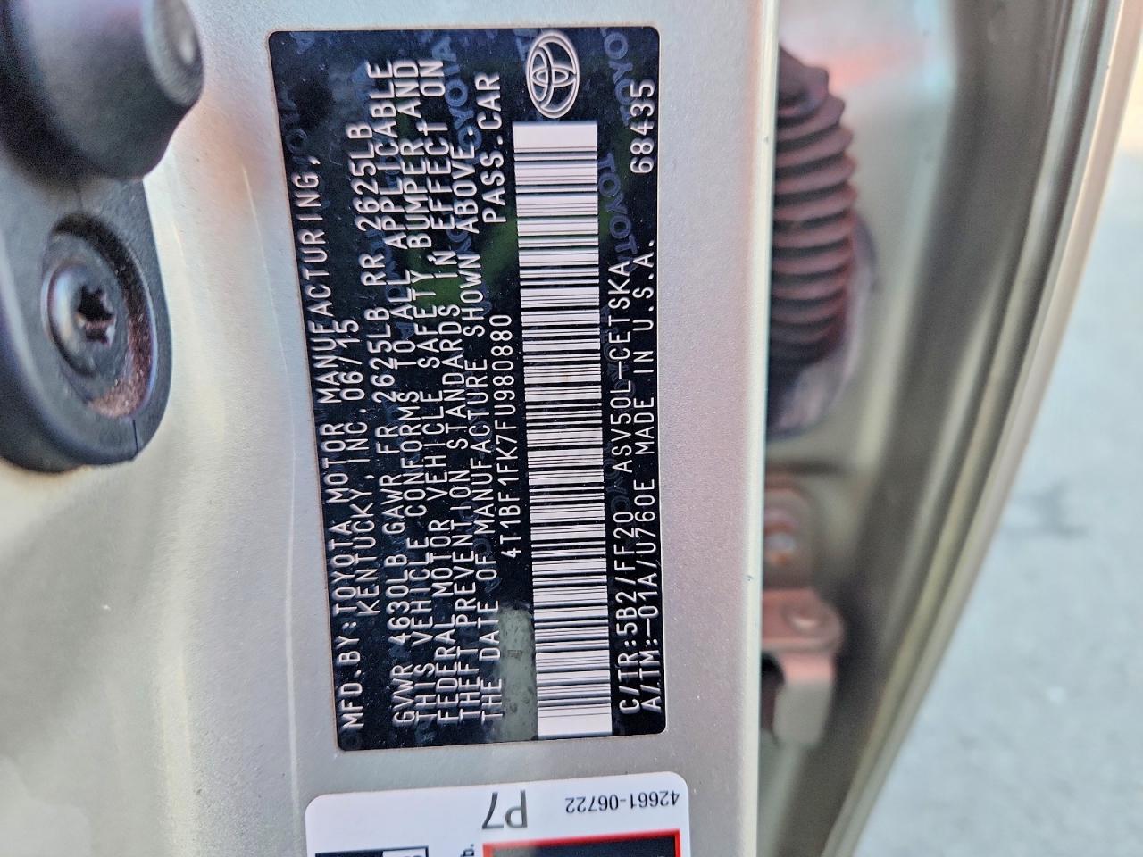 2015 Toyota Camry Se Silver vin: 4T1BF1FK7FU980880