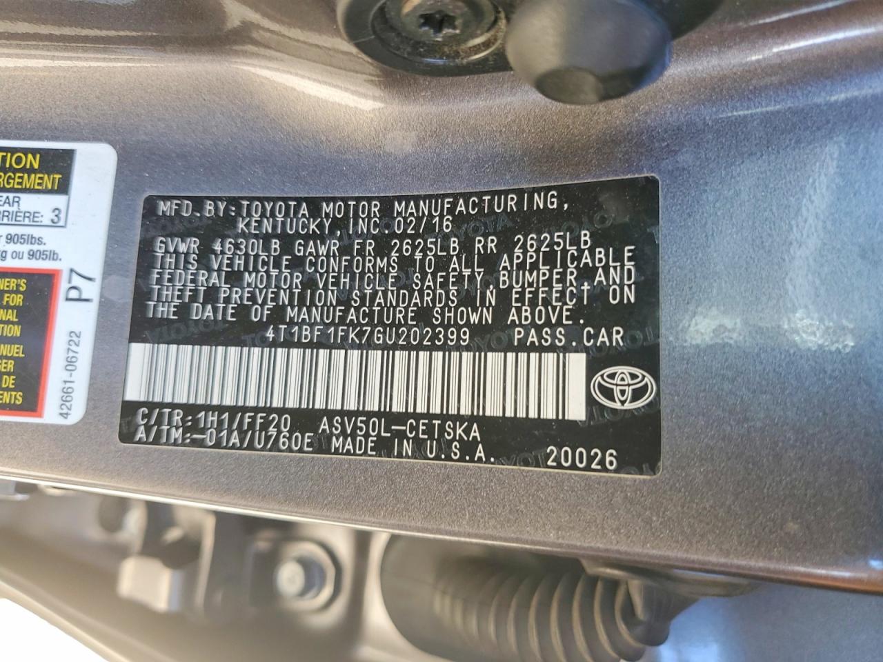 2016 Toyota Camry Se Gray vin: 4T1BF1FK7GU202399