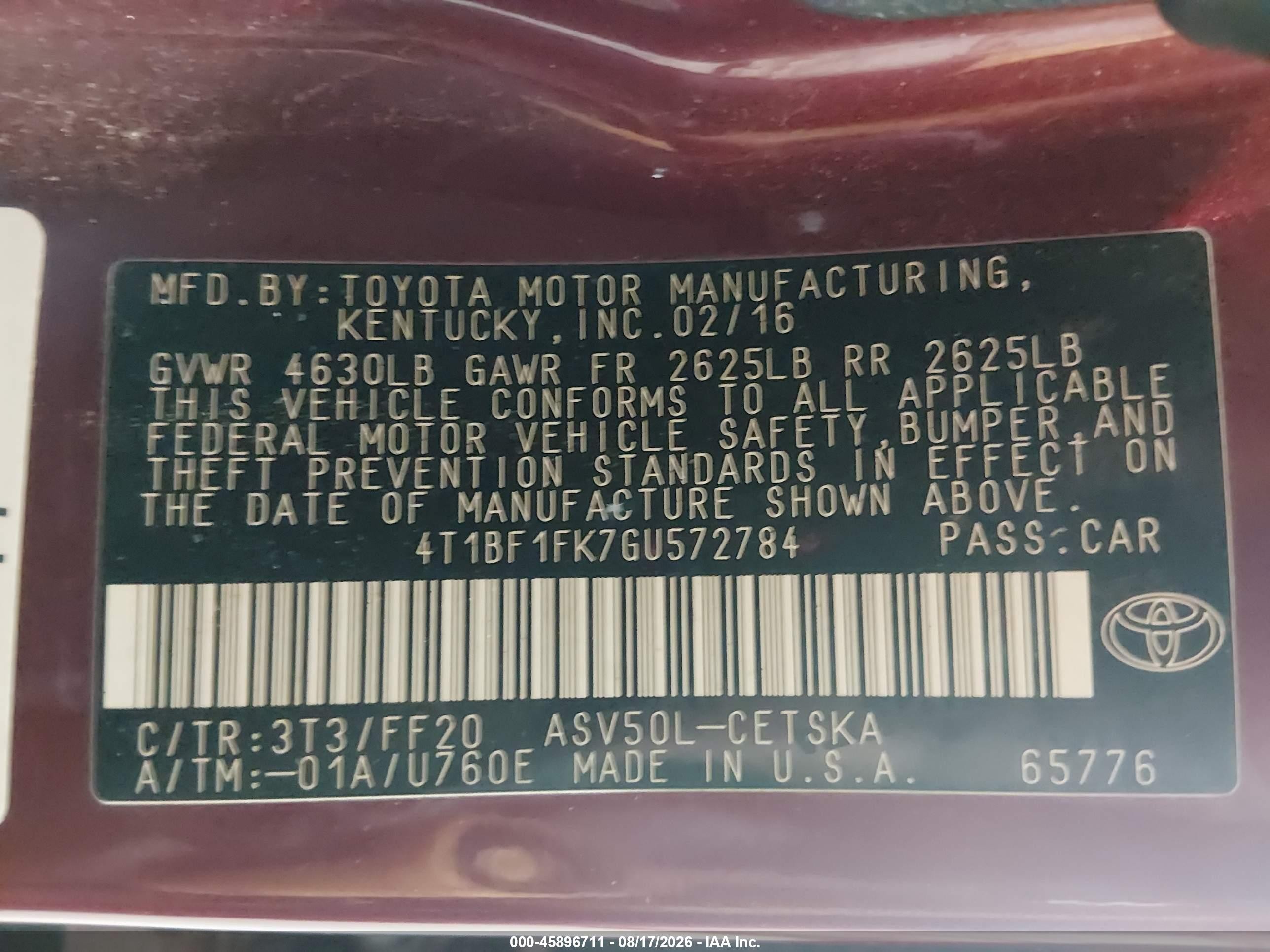 2016 Toyota Camry Se Red vin: 4T1BF1FK7GU572784