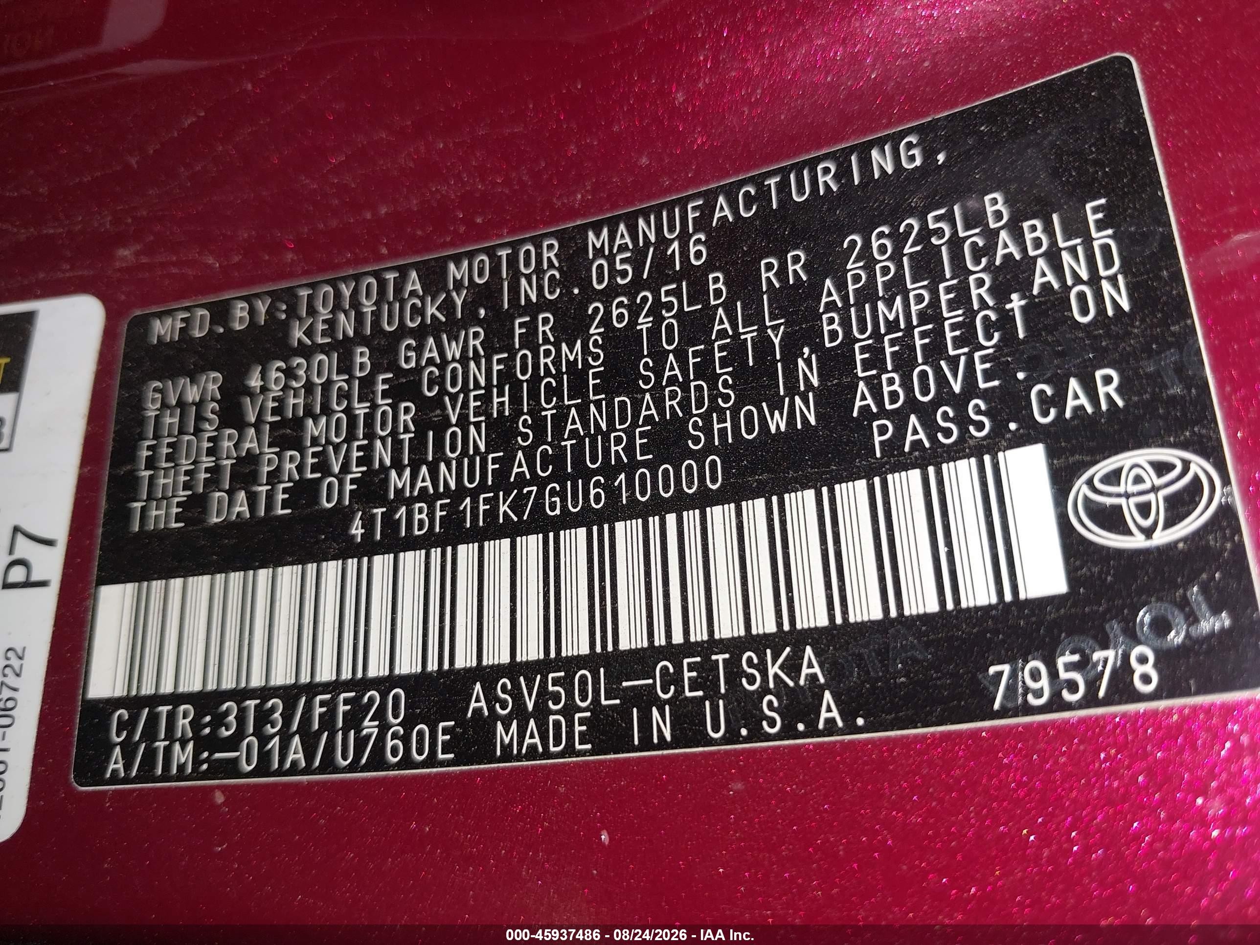 2016 Toyota Camry Se Красный vin: 4T1BF1FK7GU610000