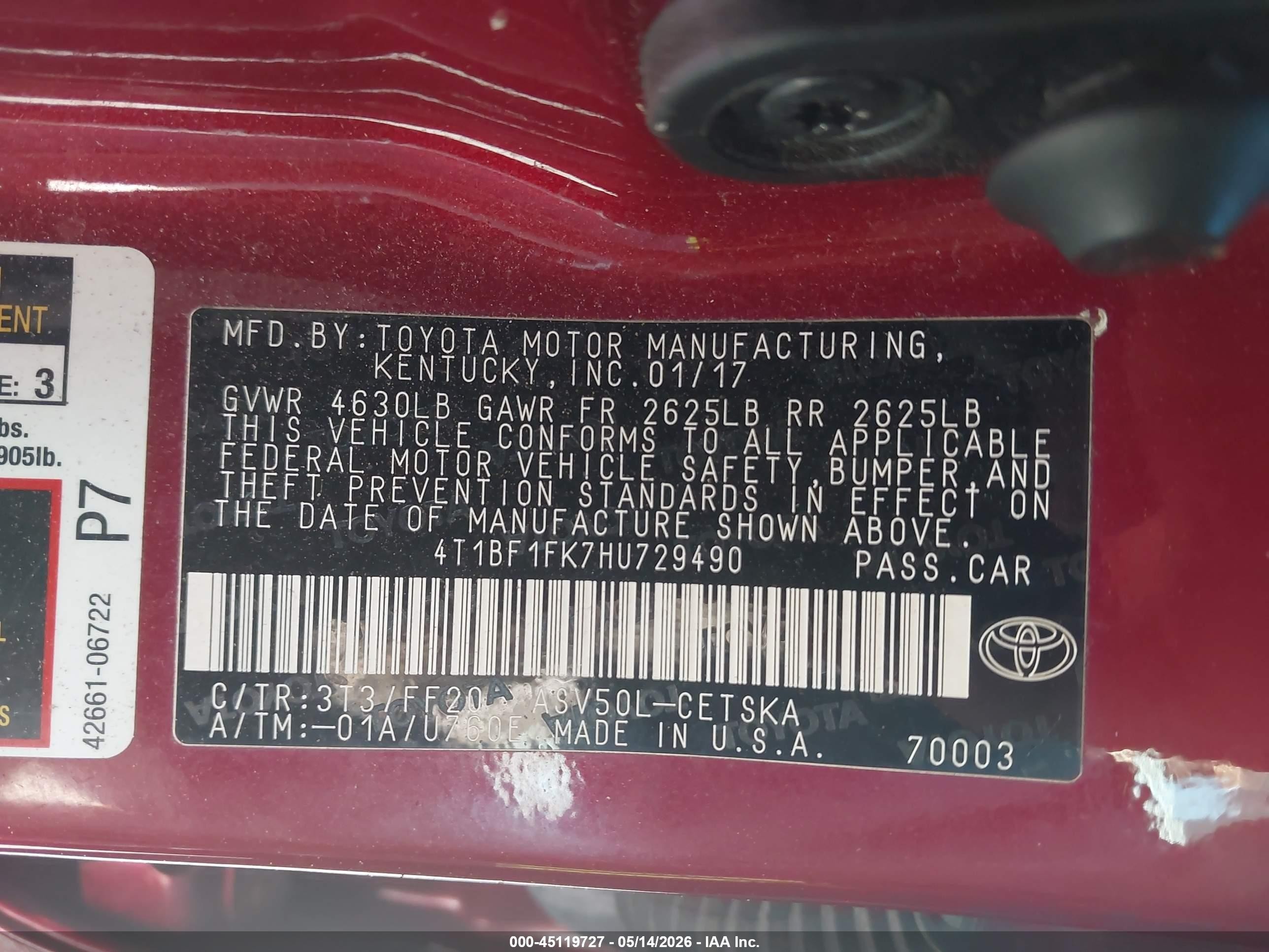 2017 Toyota Camry Se Красный vin: 4T1BF1FK7HU729490