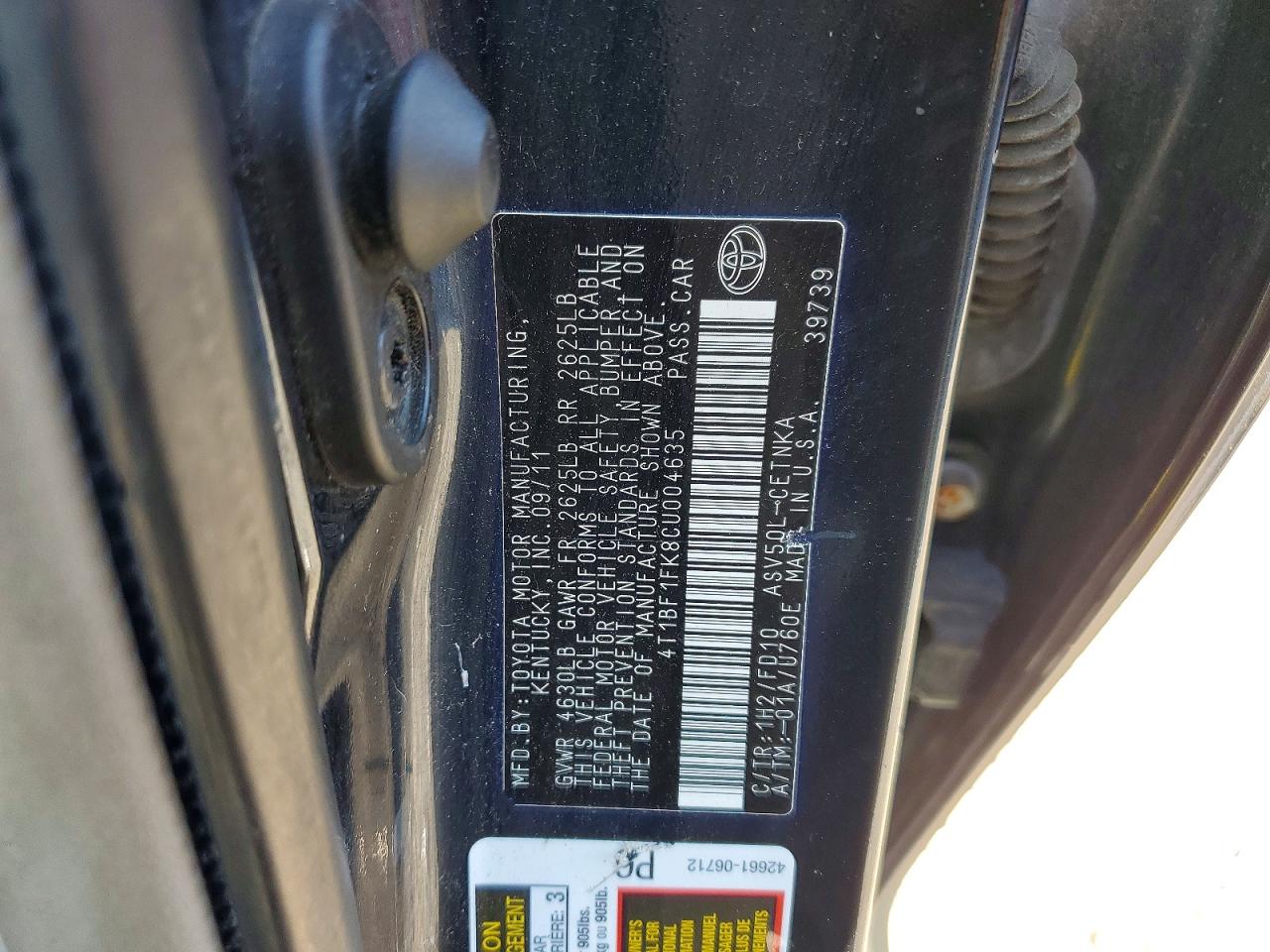 2012 Toyota Camry Le Blue vin: 4T1BF1FK8CU004635