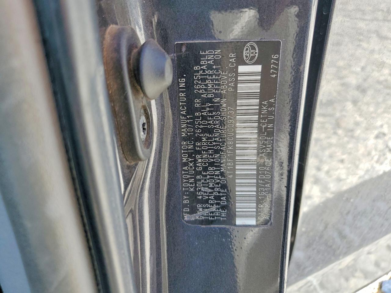 2012 Toyota Camry Base Gray vin: 4T1BF1FK8CU009737