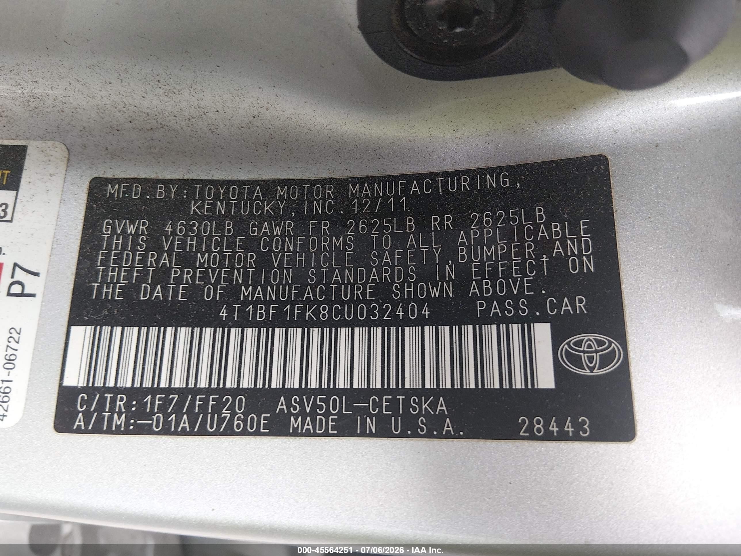 2012 Toyota Camry Se Silver vin: 4T1BF1FK8CU032404