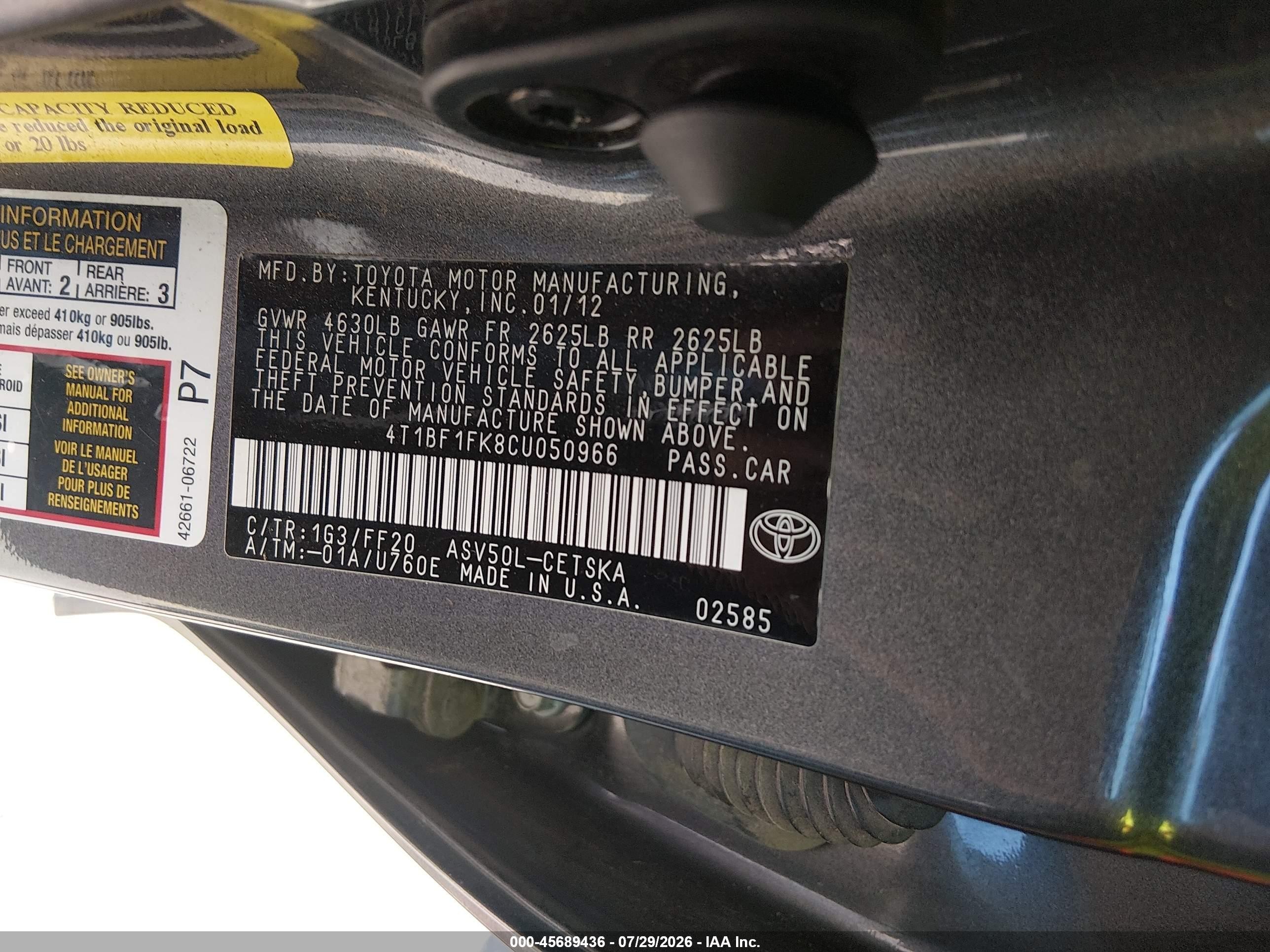 2012 Toyota Camry Se Серый vin: 4T1BF1FK8CU050966