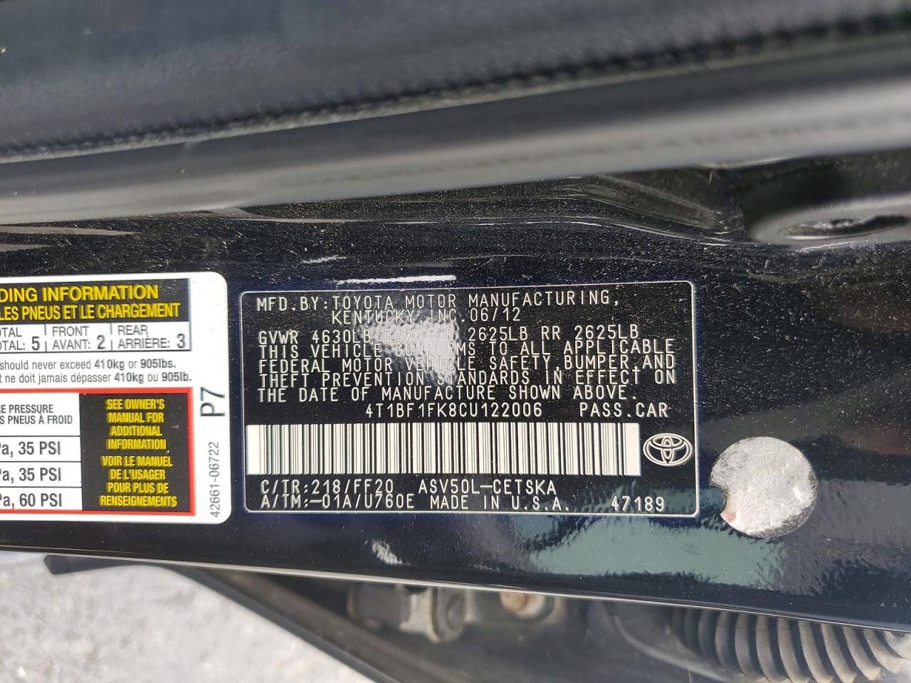 2012 Toyota Camry Se Black vin: 4T1BF1FK8CU122006