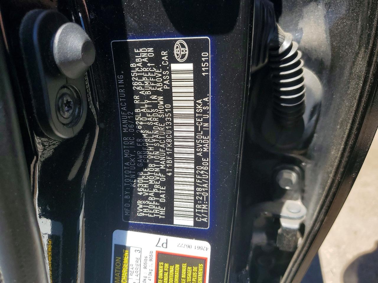 2012 Toyota Camry Se Черный vin: 4T1BF1FK8CU133510