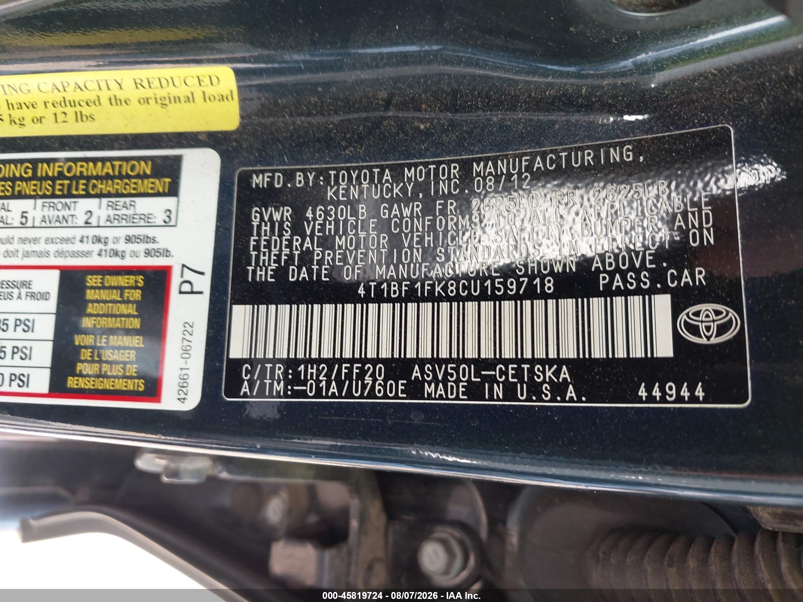 2012 Toyota Camry Se Gray vin: 4T1BF1FK8CU159718