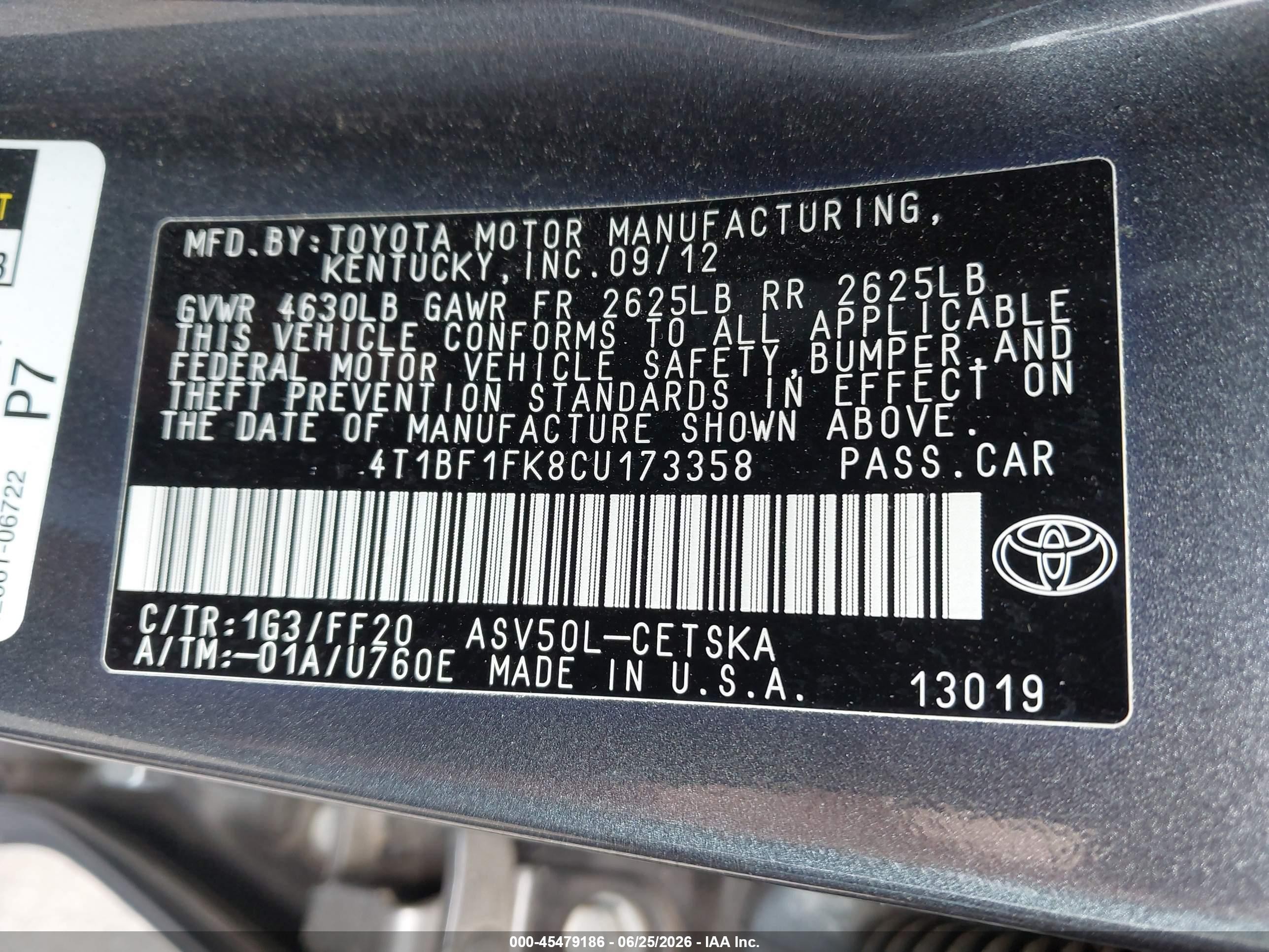 2012 Toyota Camry Se Gray vin: 4T1BF1FK8CU173358