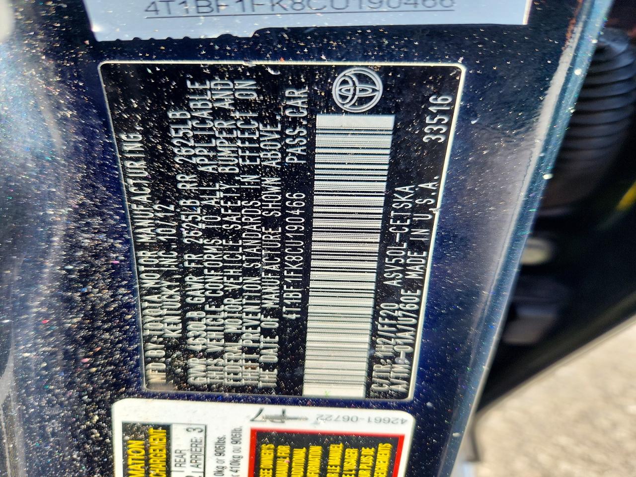 2012 Toyota Camry Se Charcoal vin: 4T1BF1FK8CU190466