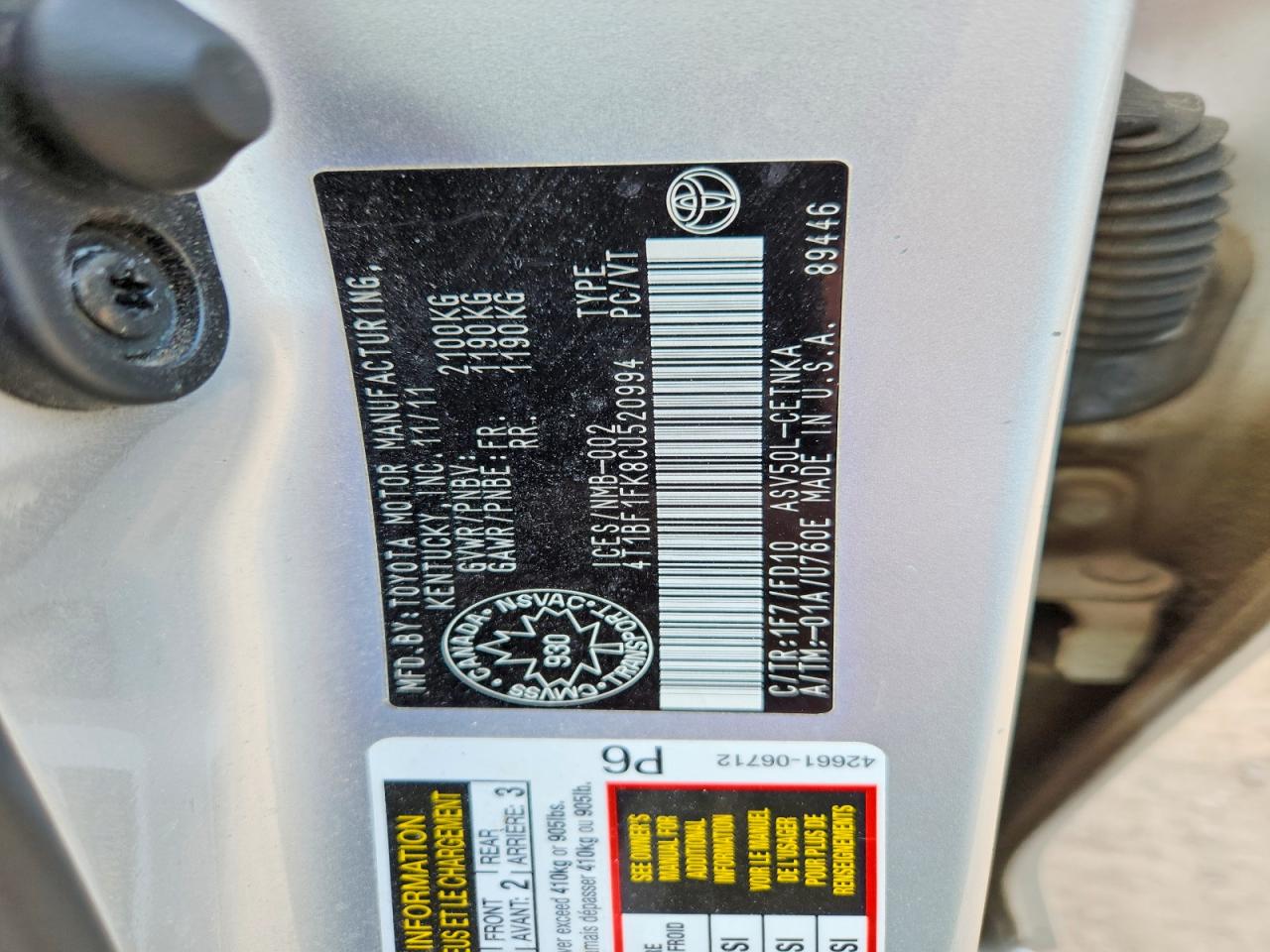 2012 Toyota Camry L Silver vin: 4T1BF1FK8CU520994