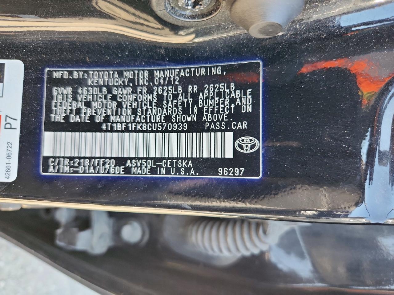2012 Toyota Camry Se Charcoal vin: 4T1BF1FK8CU570939