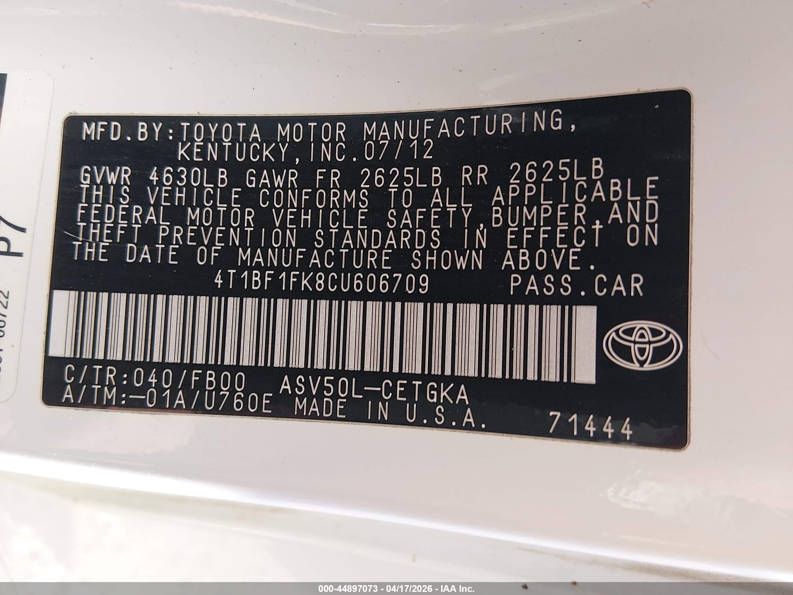 2012 Toyota Camry Xle Золотой vin: 4T1BF1FK8CU606709