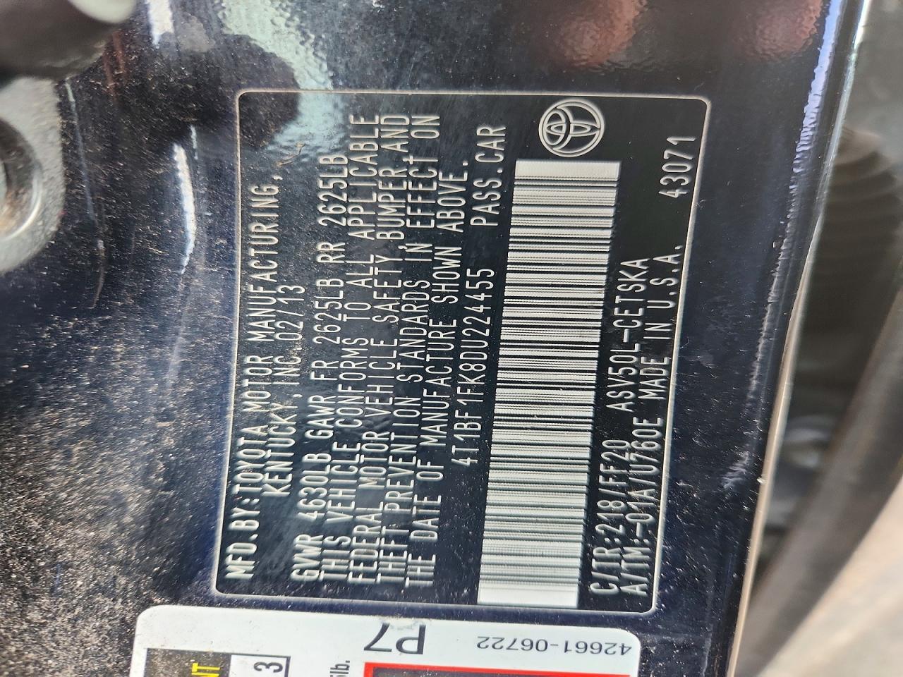 2013 Toyota Camry Se Черный vin: 4T1BF1FK8DU224455