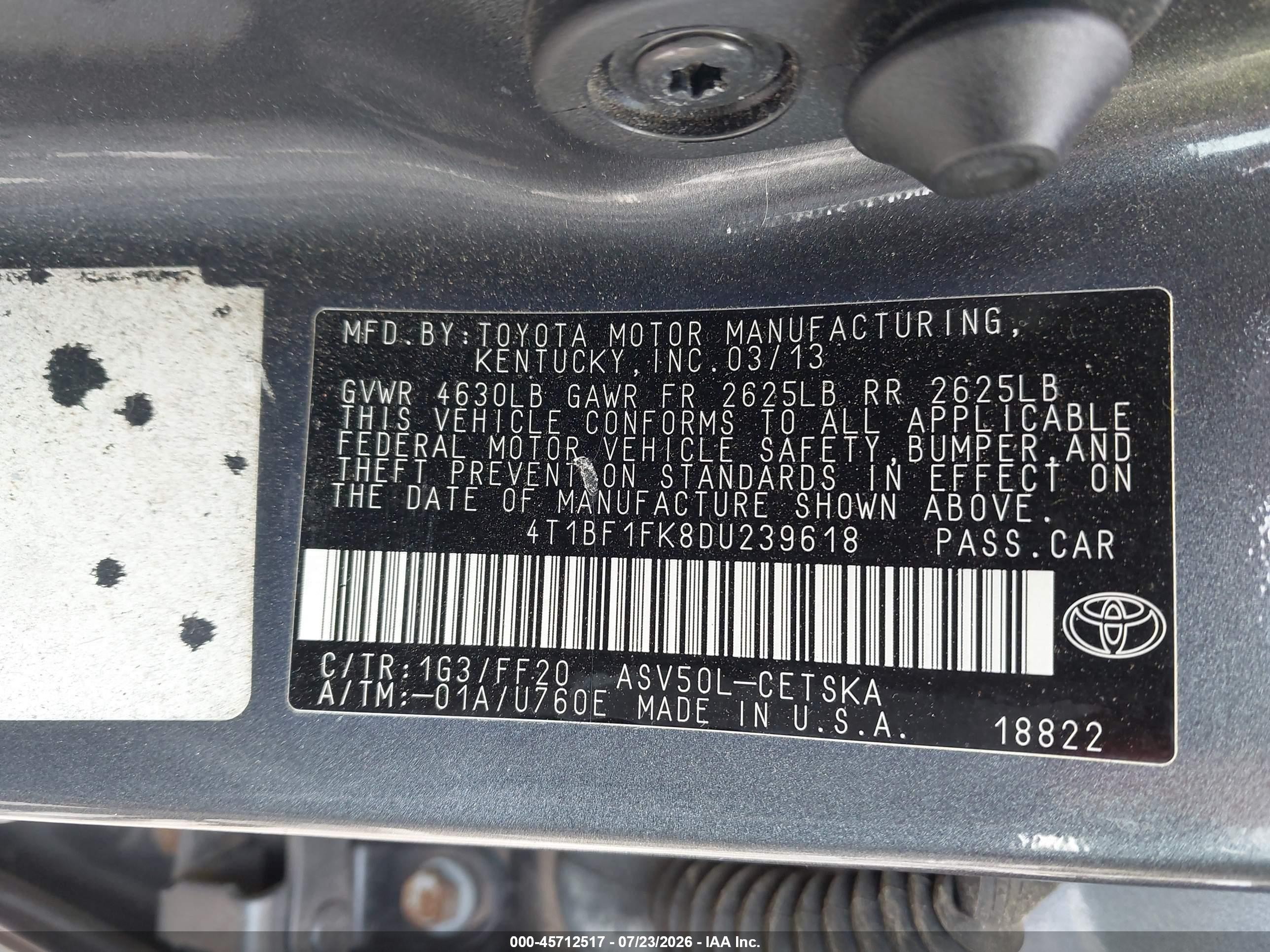 2013 Toyota Camry Se Gray vin: 4T1BF1FK8DU239618