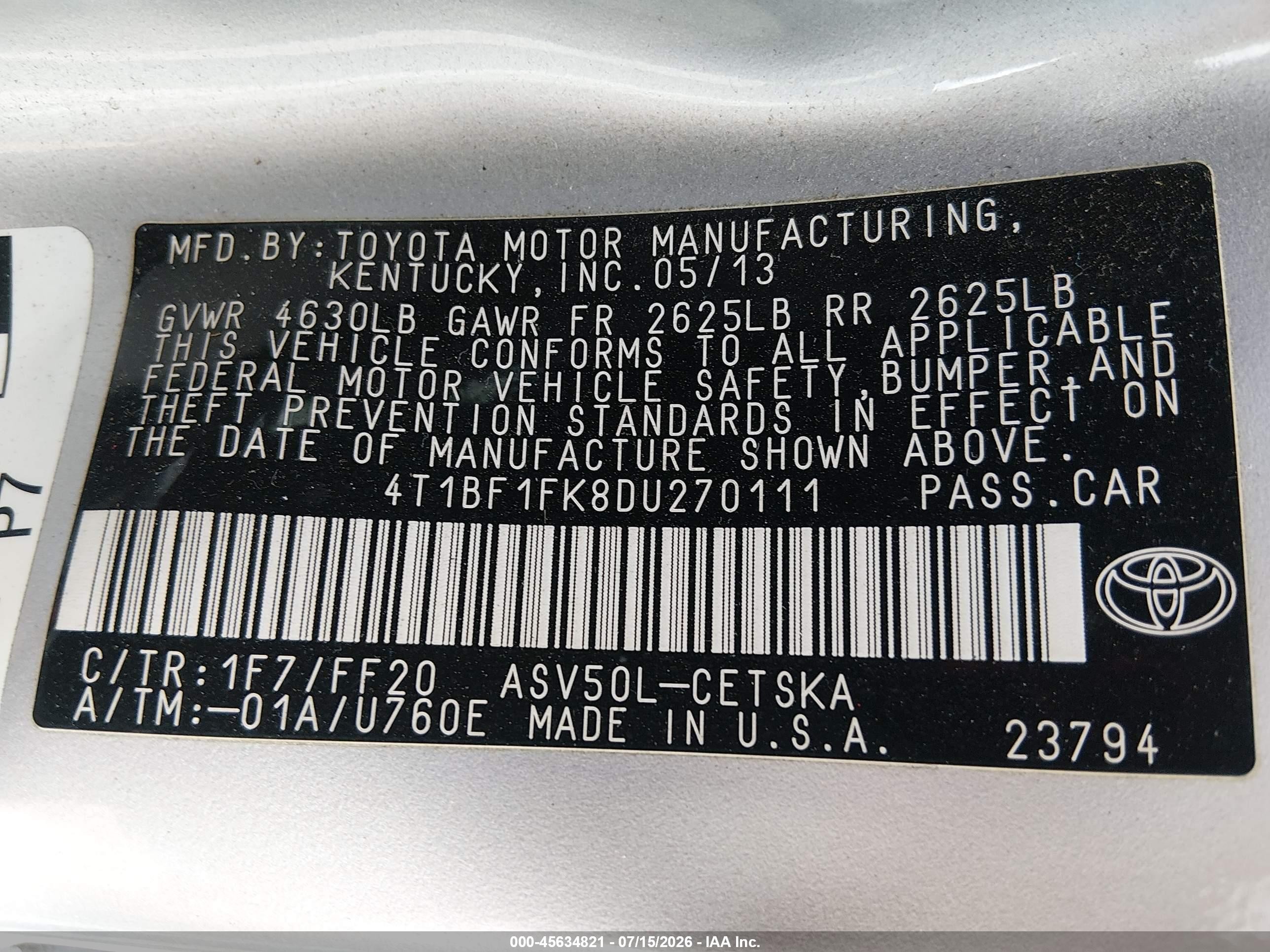 2013 Toyota Camry Se Silver vin: 4T1BF1FK8DU270111