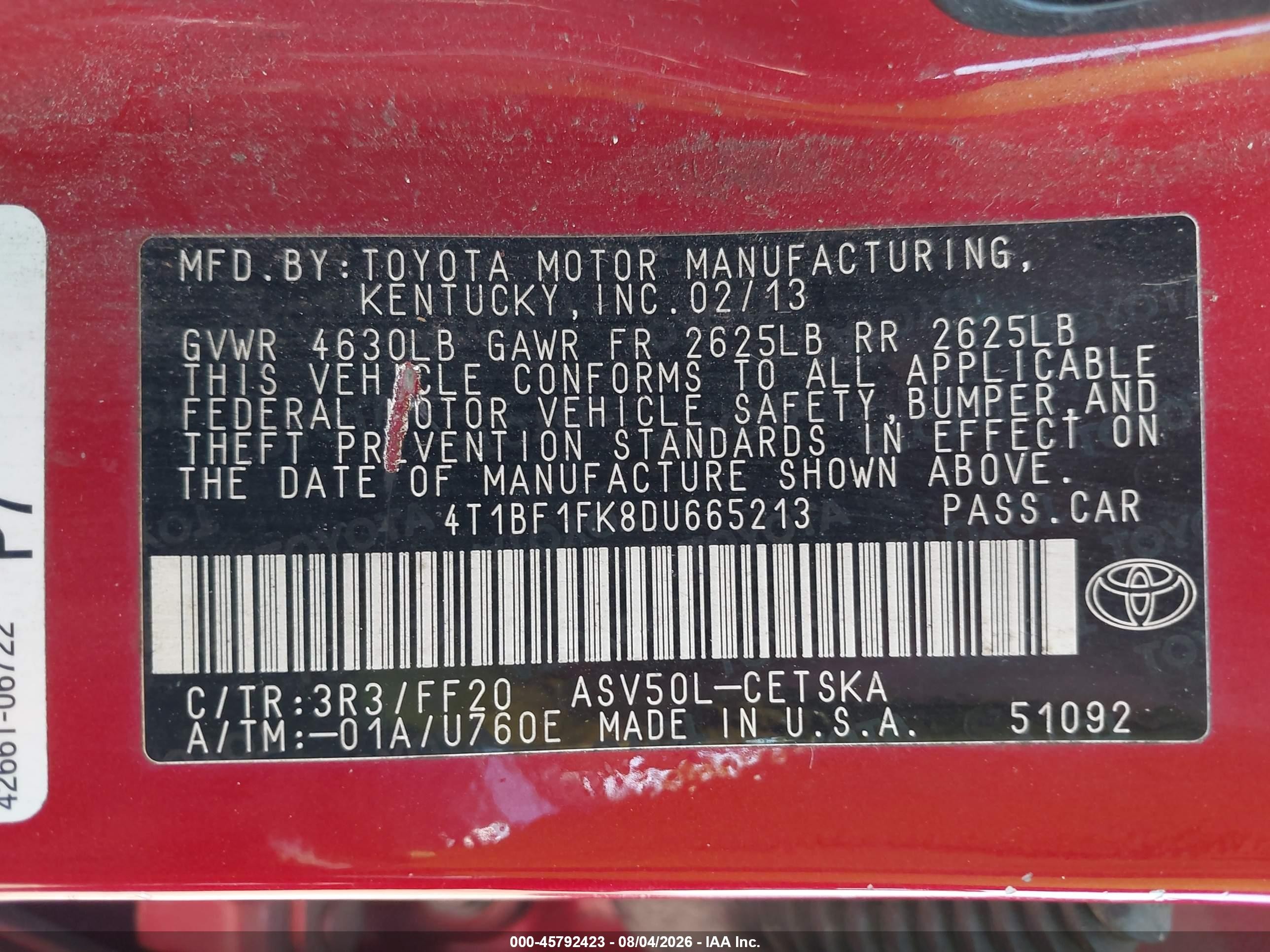 2013 Toyota Camry Se Red vin: 4T1BF1FK8DU665213