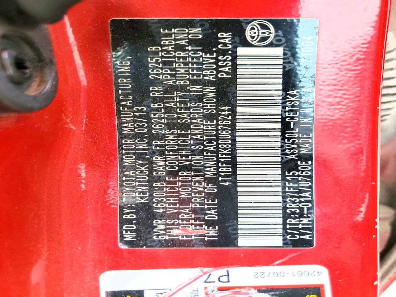 2013 Toyota Camry Se Red vin: 4T1BF1FK8DU676244