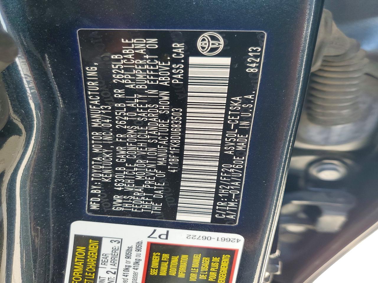 2013 Toyota Camry Se Blue vin: 4T1BF1FK8DU683503