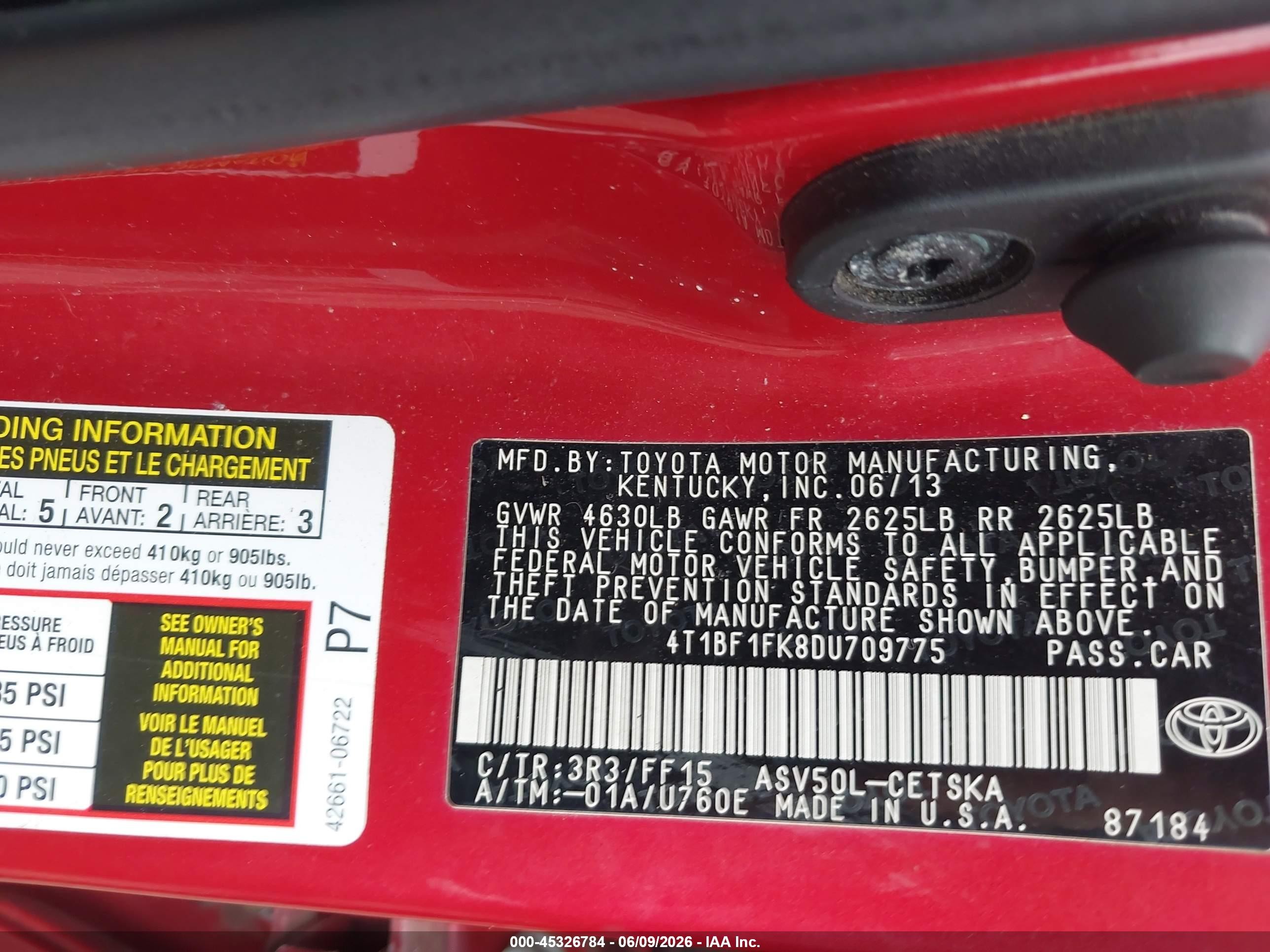 2013 Toyota Camry Se Red vin: 4T1BF1FK8DU709775