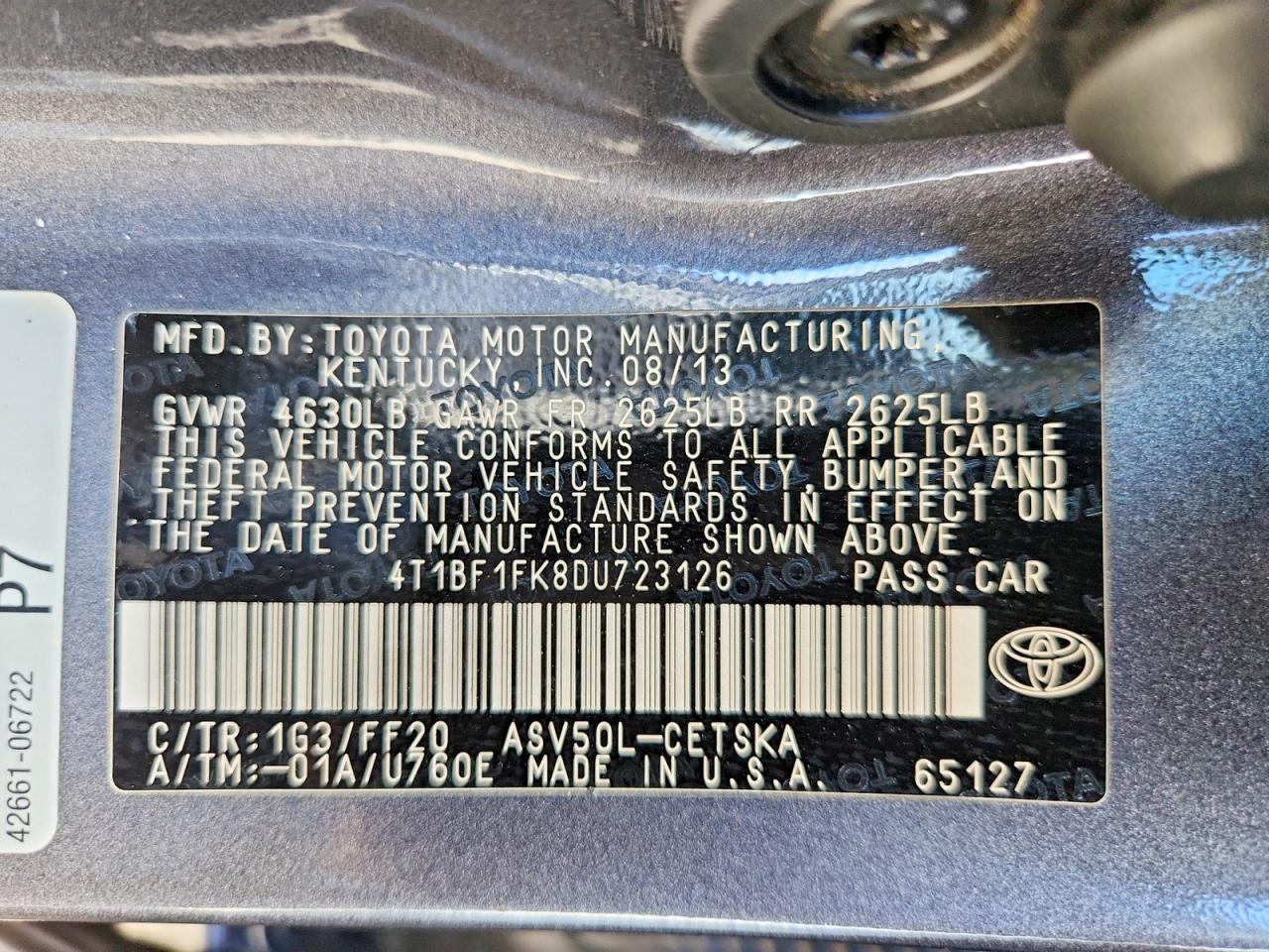 2013 Toyota Camry Se Серый vin: 4T1BF1FK8DU723126
