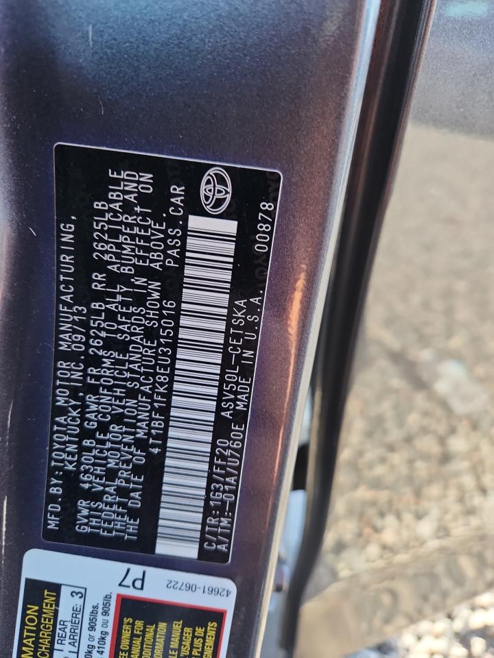 2014 Toyota Camry Se Серый vin: 4T1BF1FK8EU315016