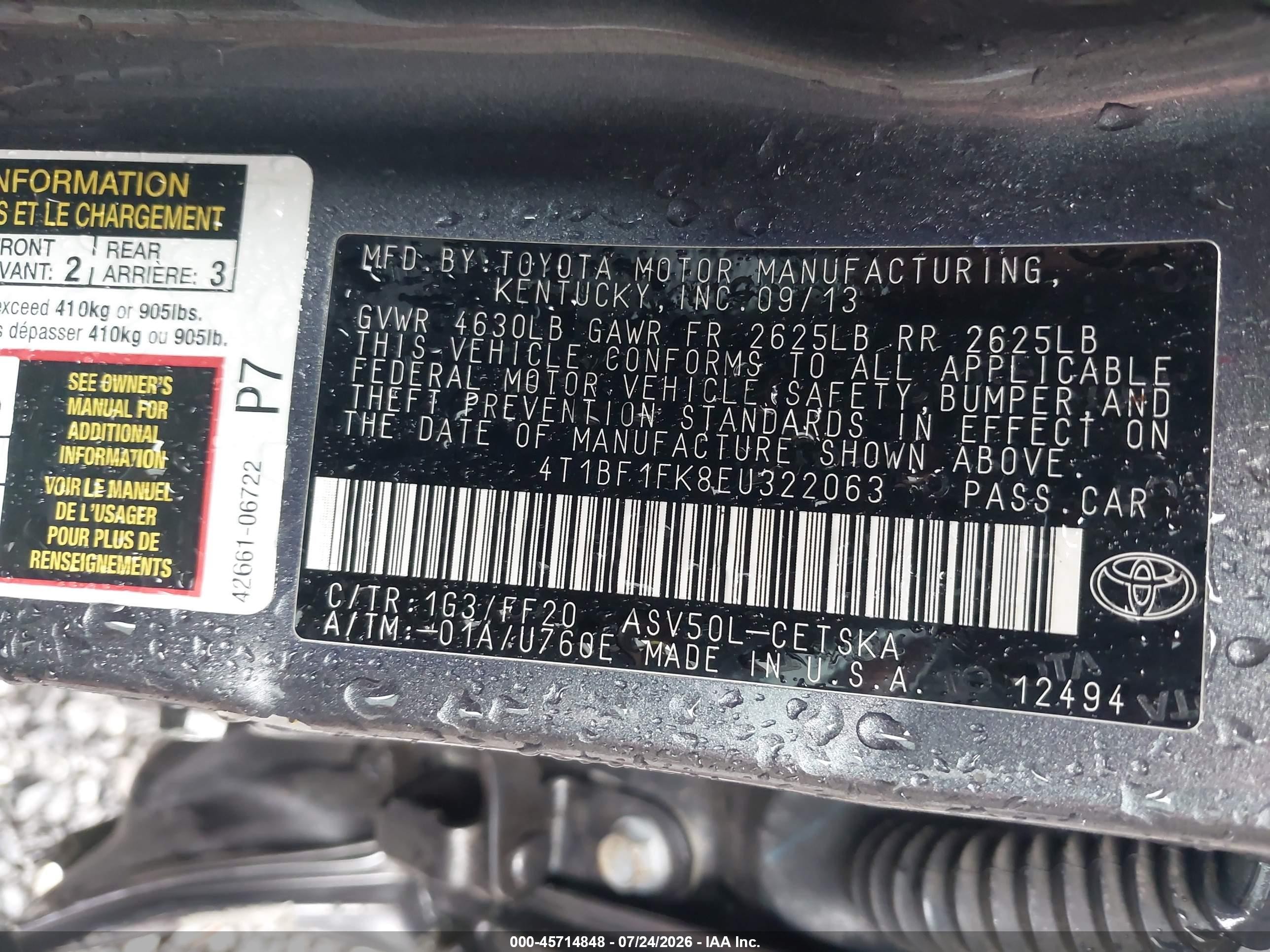 2014 Toyota Camry Se Gray vin: 4T1BF1FK8EU322063