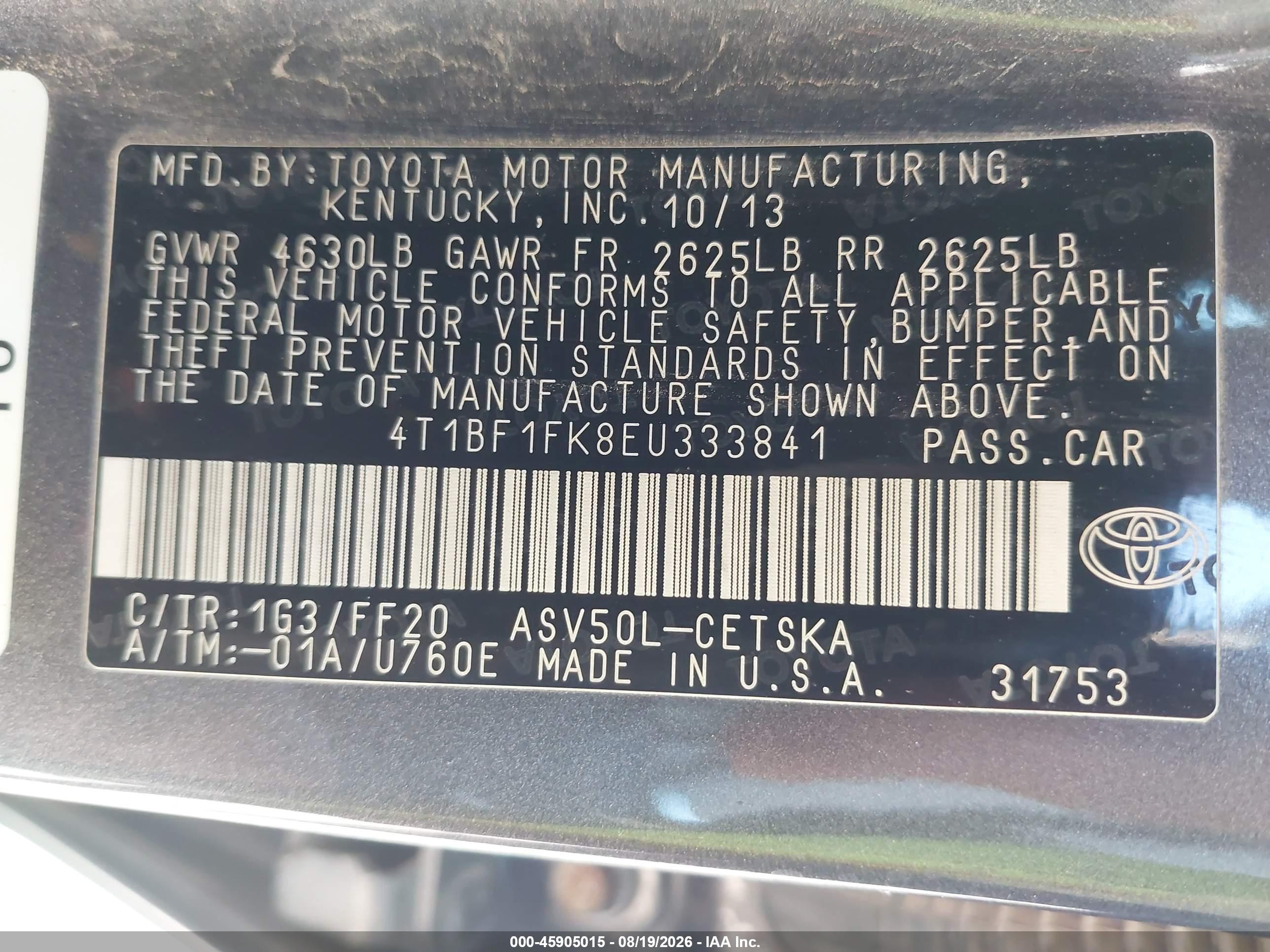 2014 Toyota Camry Se Sport Gray vin: 4T1BF1FK8EU333841