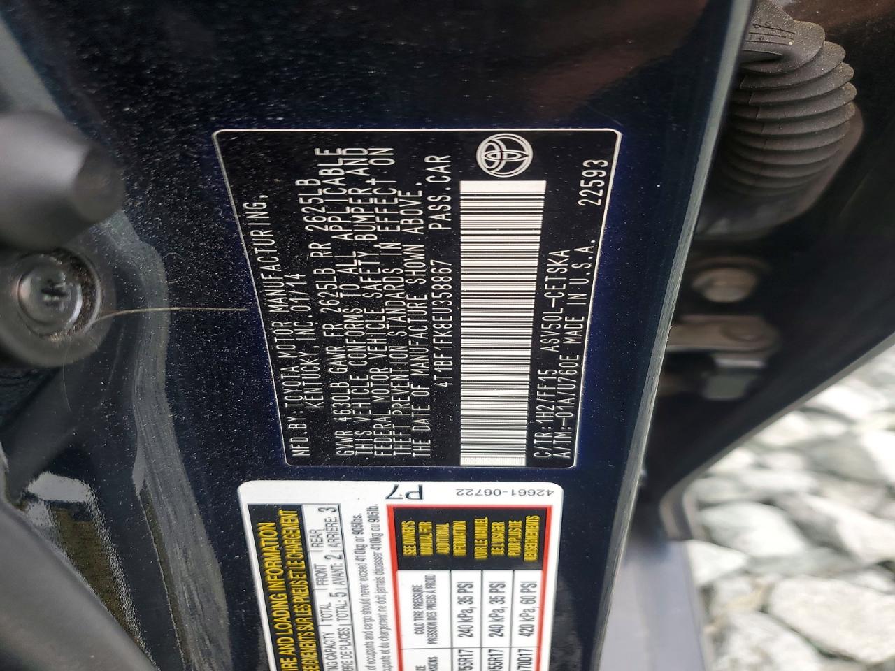 2014 Toyota Camry Se Угольный vin: 4T1BF1FK8EU358867