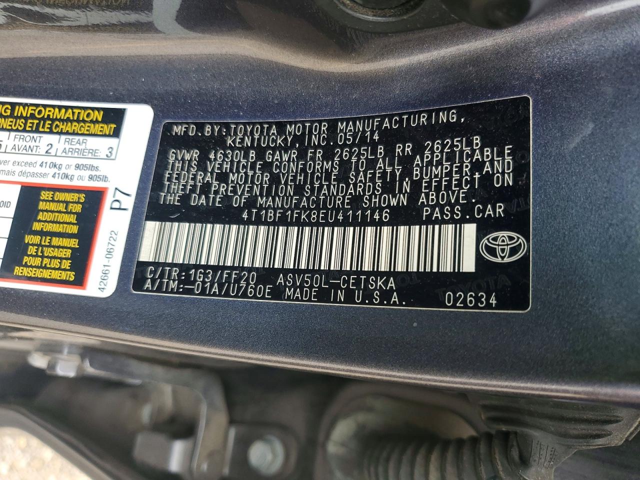 2014 Toyota Camry Se Серый vin: 4T1BF1FK8EU411146