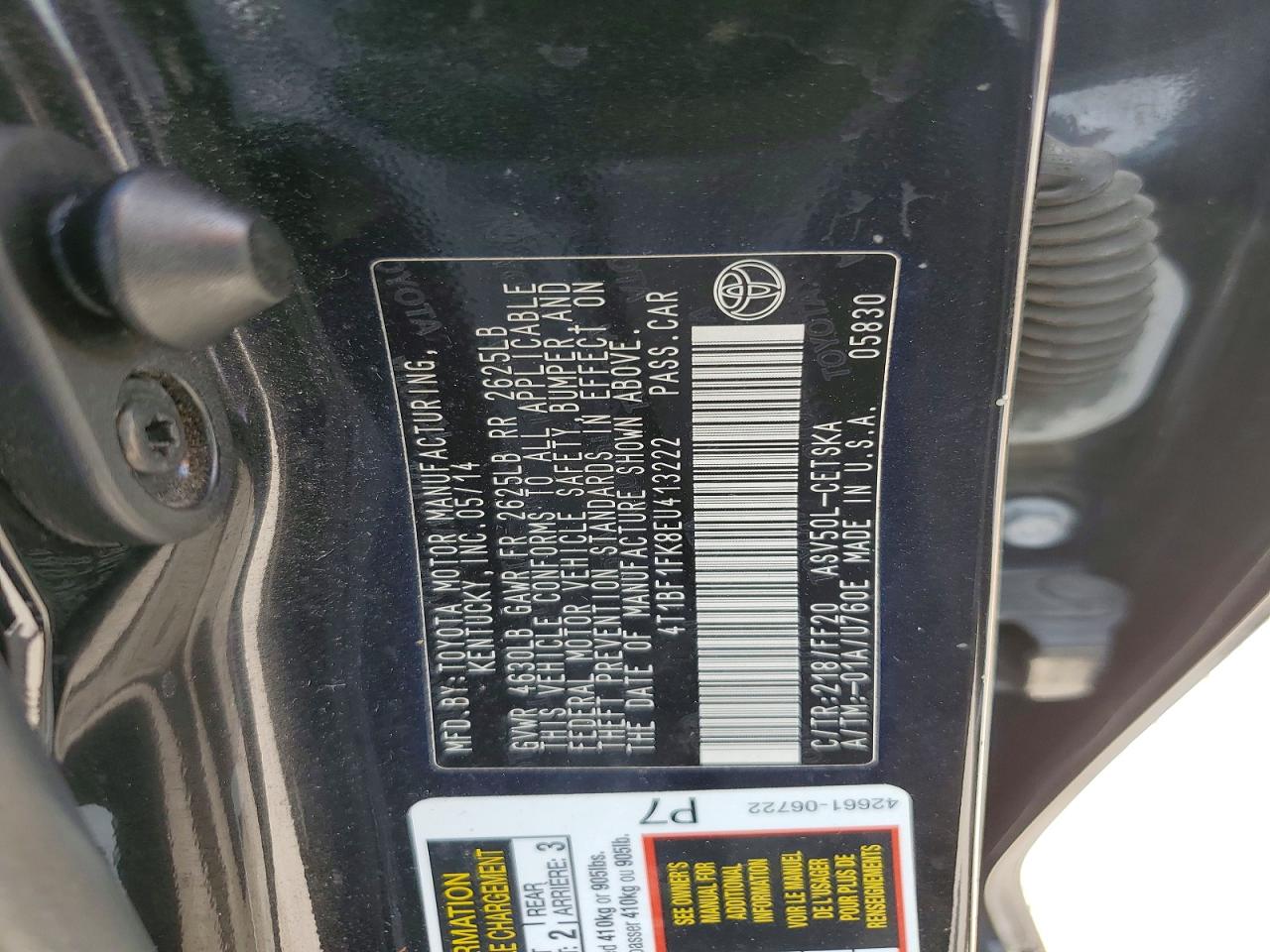 2014 Toyota Camry Se Black vin: 4T1BF1FK8EU413222