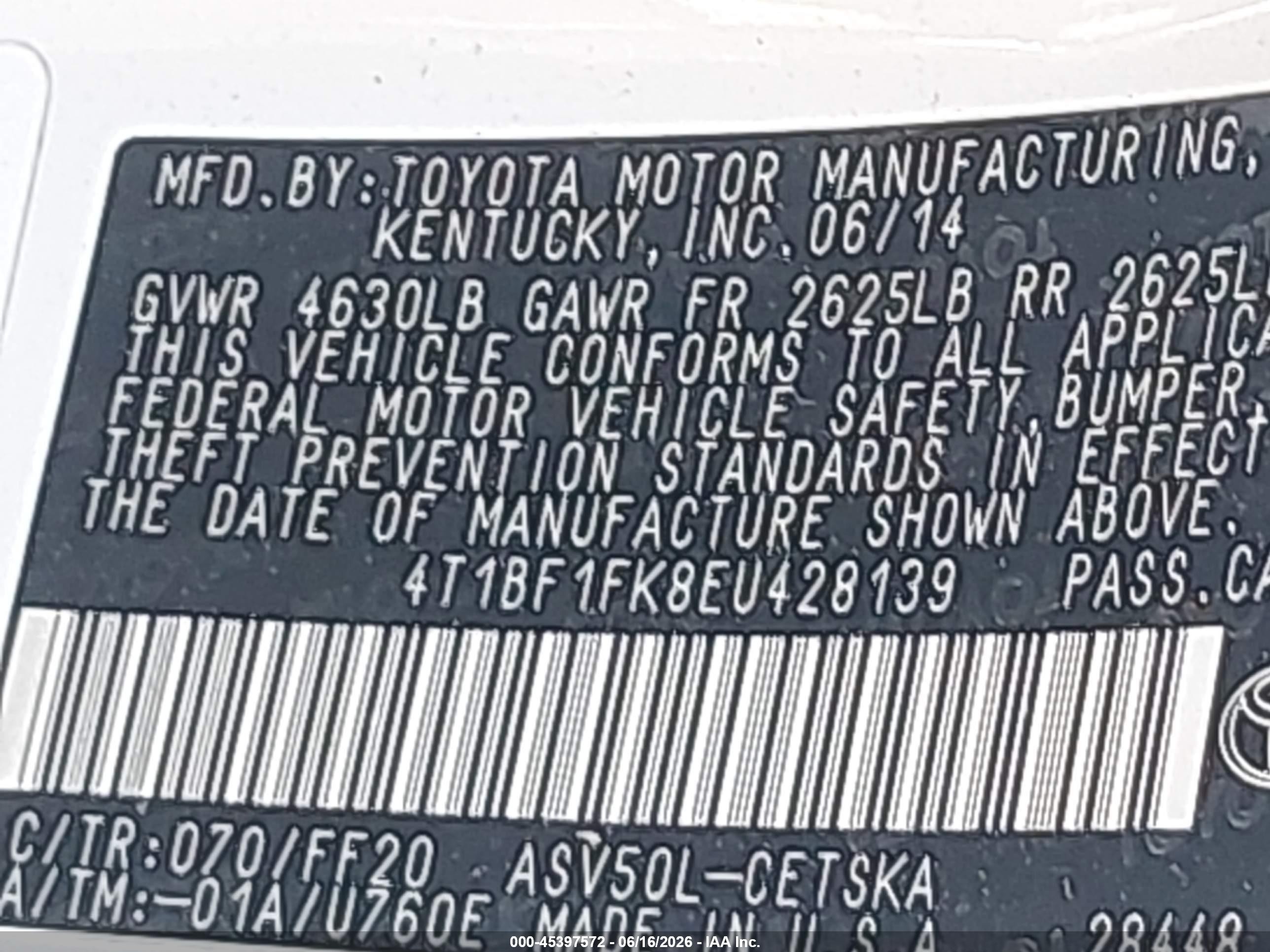 2014 Toyota Camry Se White vin: 4T1BF1FK8EU428139
