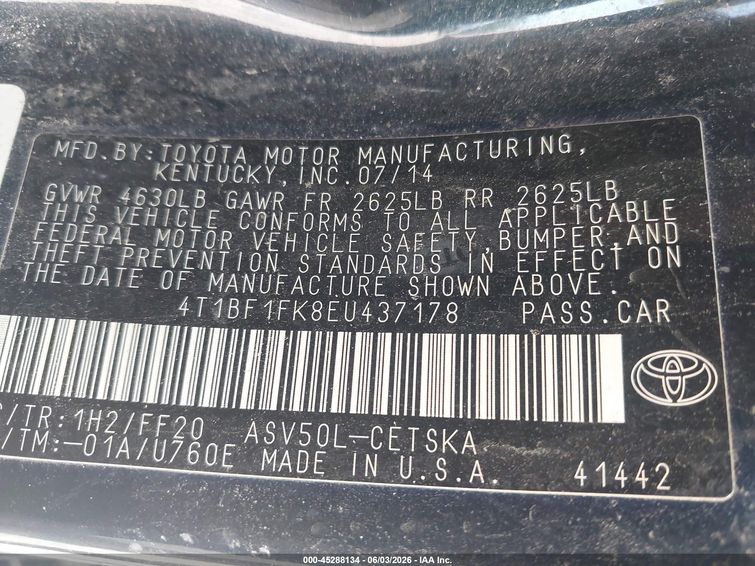 2014 Toyota Camry Se Синий vin: 4T1BF1FK8EU437178
