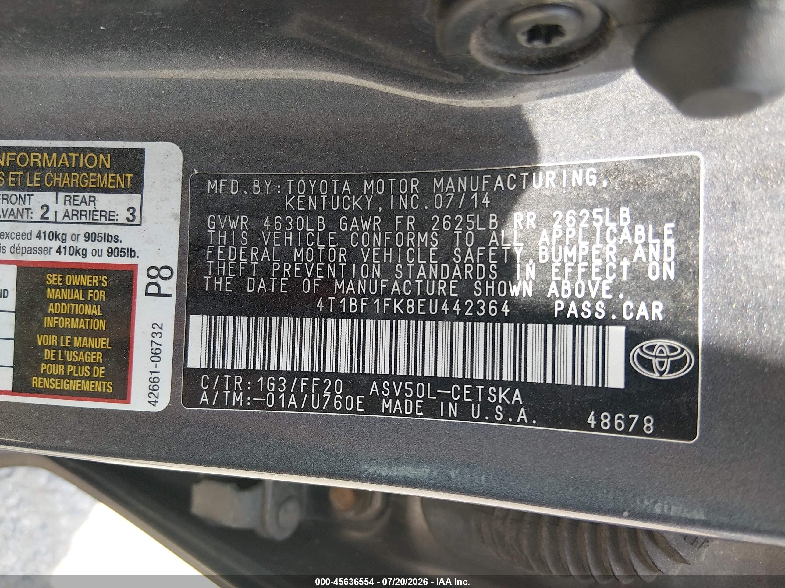 2014 Toyota Camry Se Sport Gray vin: 4T1BF1FK8EU442364