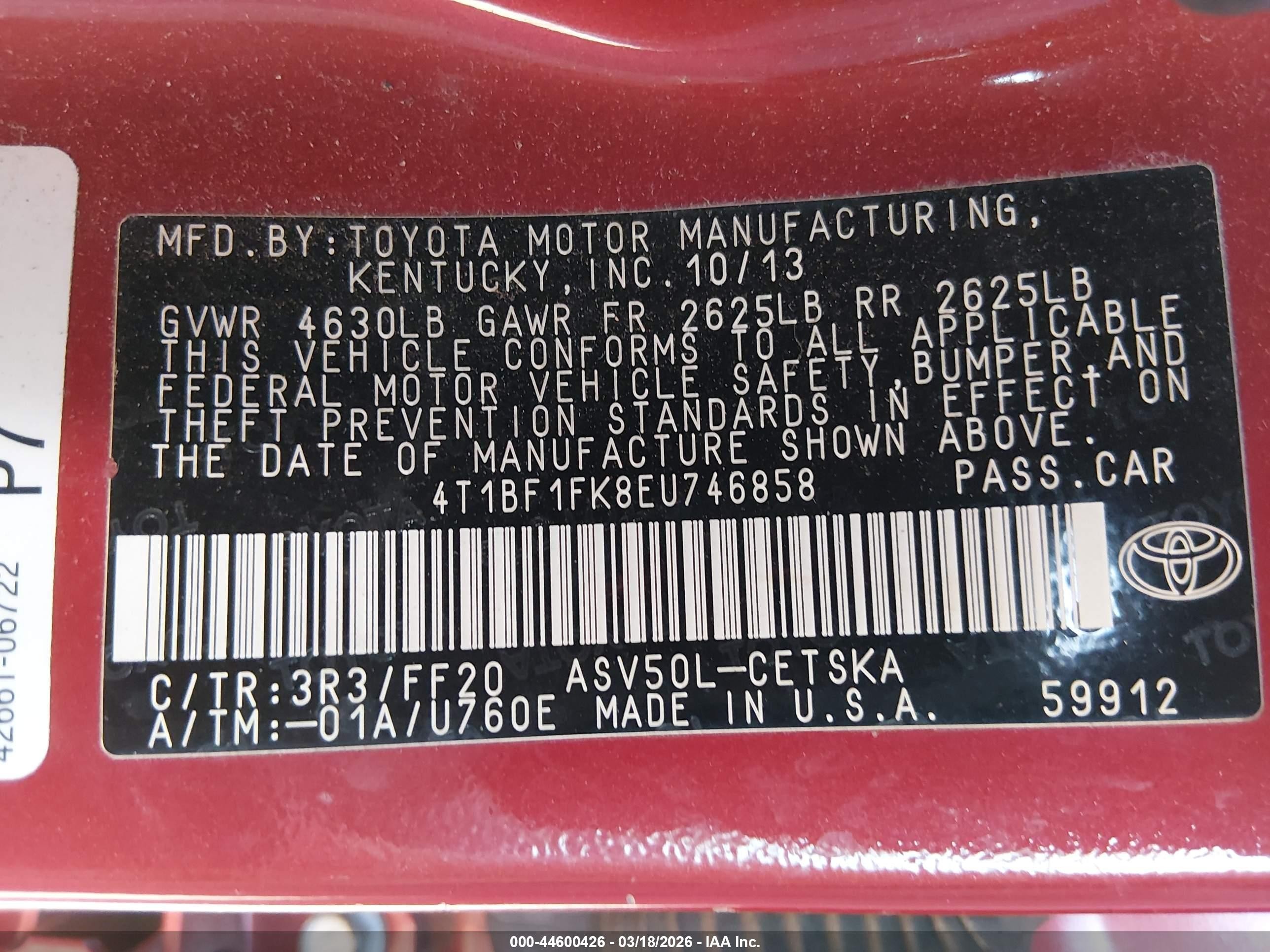 2014 Toyota Camry Se Red vin: 4T1BF1FK8EU746858