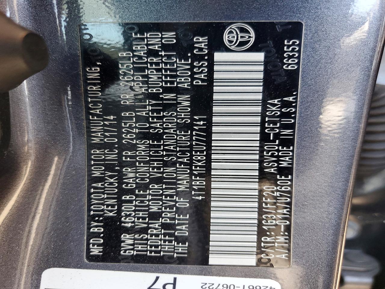 2014 Toyota Camry Se Gray vin: 4T1BF1FK8EU777141