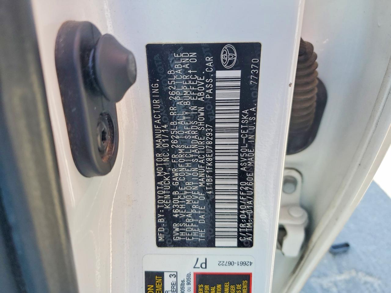 2014 Toyota Camry Se White vin: 4T1BF1FK8EU782937