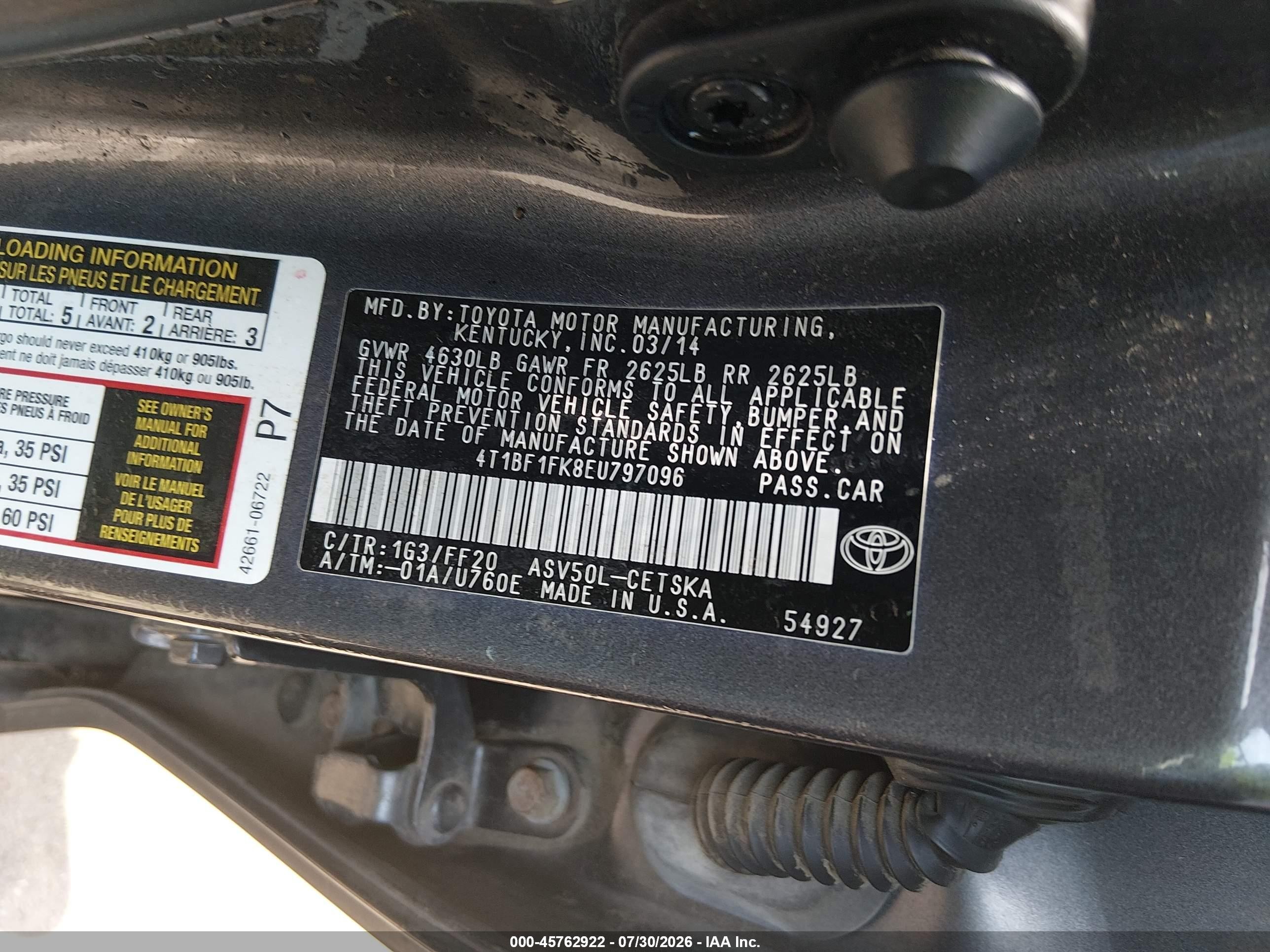 2014 Toyota Camry Se Gray vin: 4T1BF1FK8EU797096