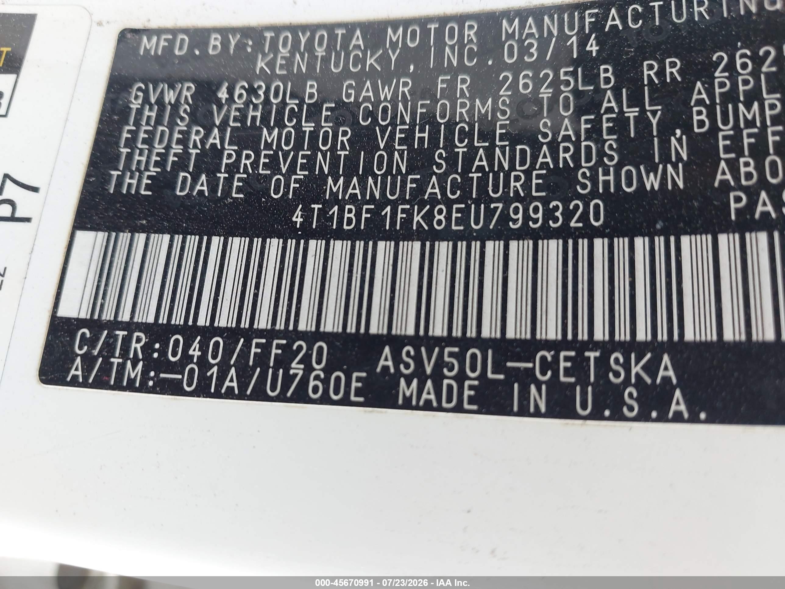 2014 Toyota Camry Se Белый vin: 4T1BF1FK8EU799320