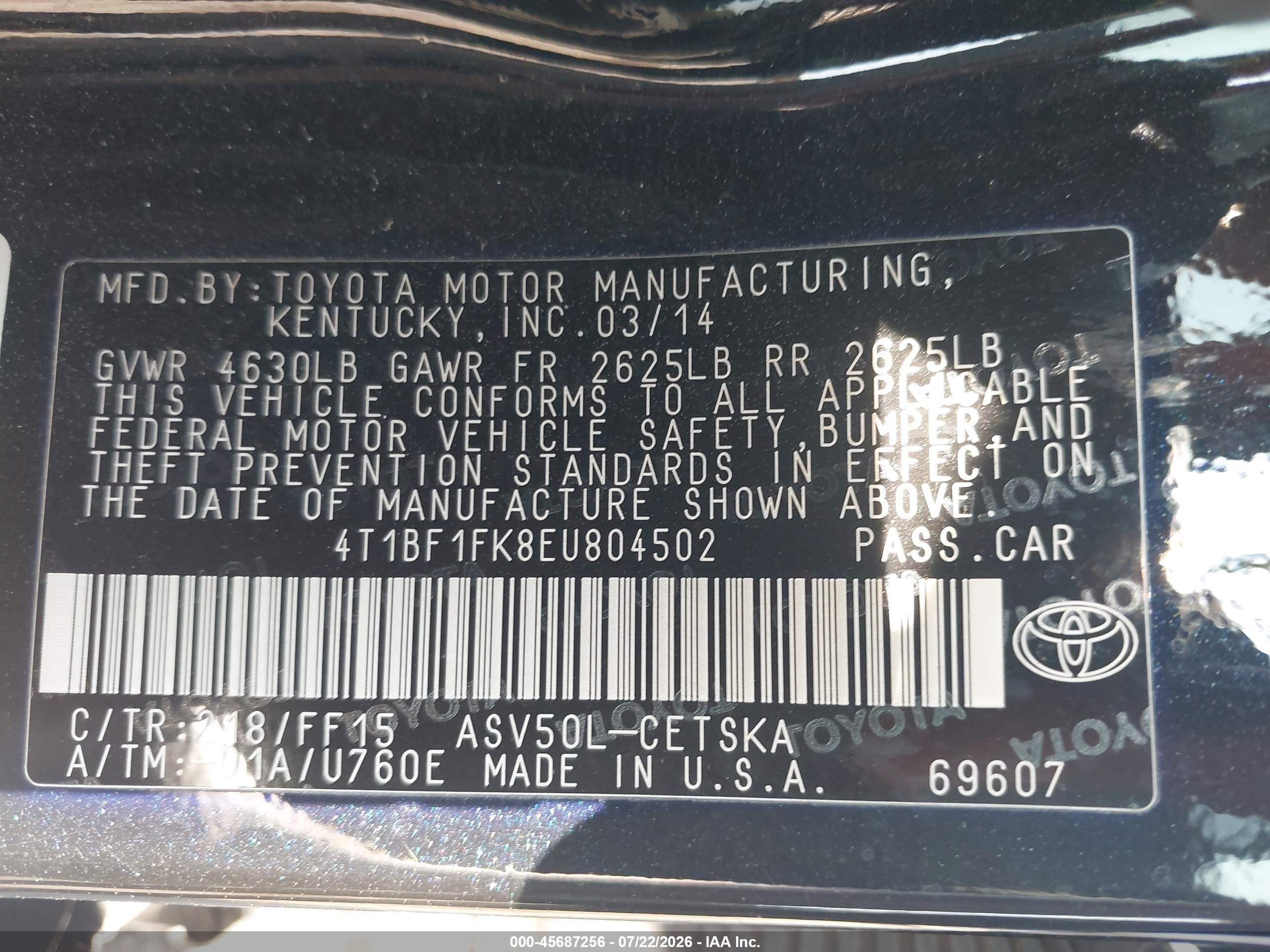 2014 Toyota Camry Se Sport Black vin: 4T1BF1FK8EU804502