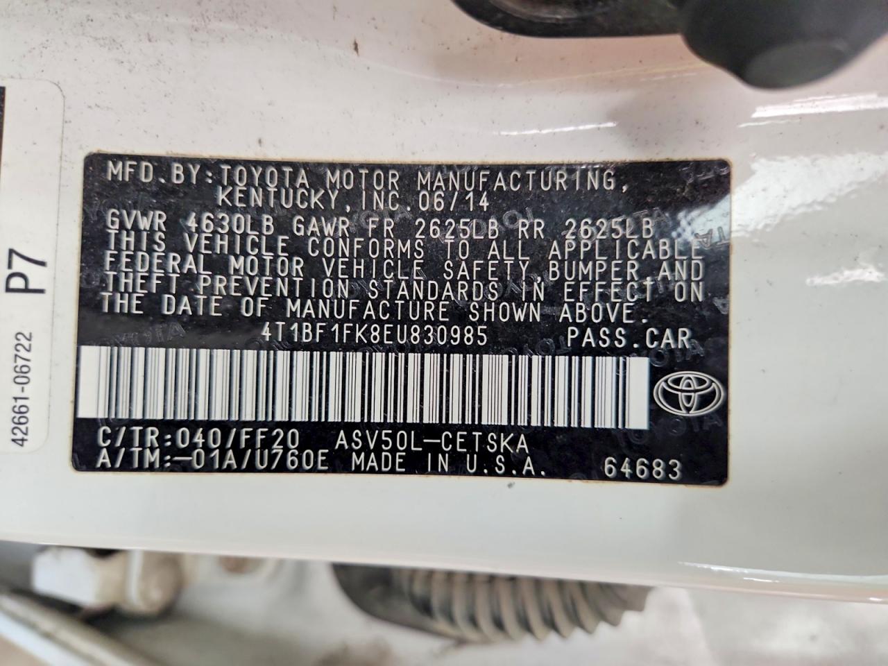 2014 Toyota Camry Se White vin: 4T1BF1FK8EU830985