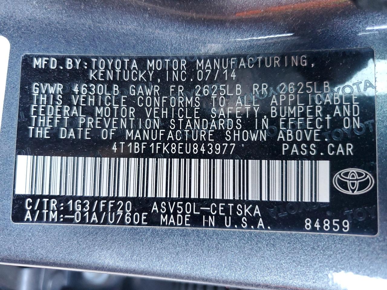 2014 Toyota Camry Se Серый vin: 4T1BF1FK8EU843977