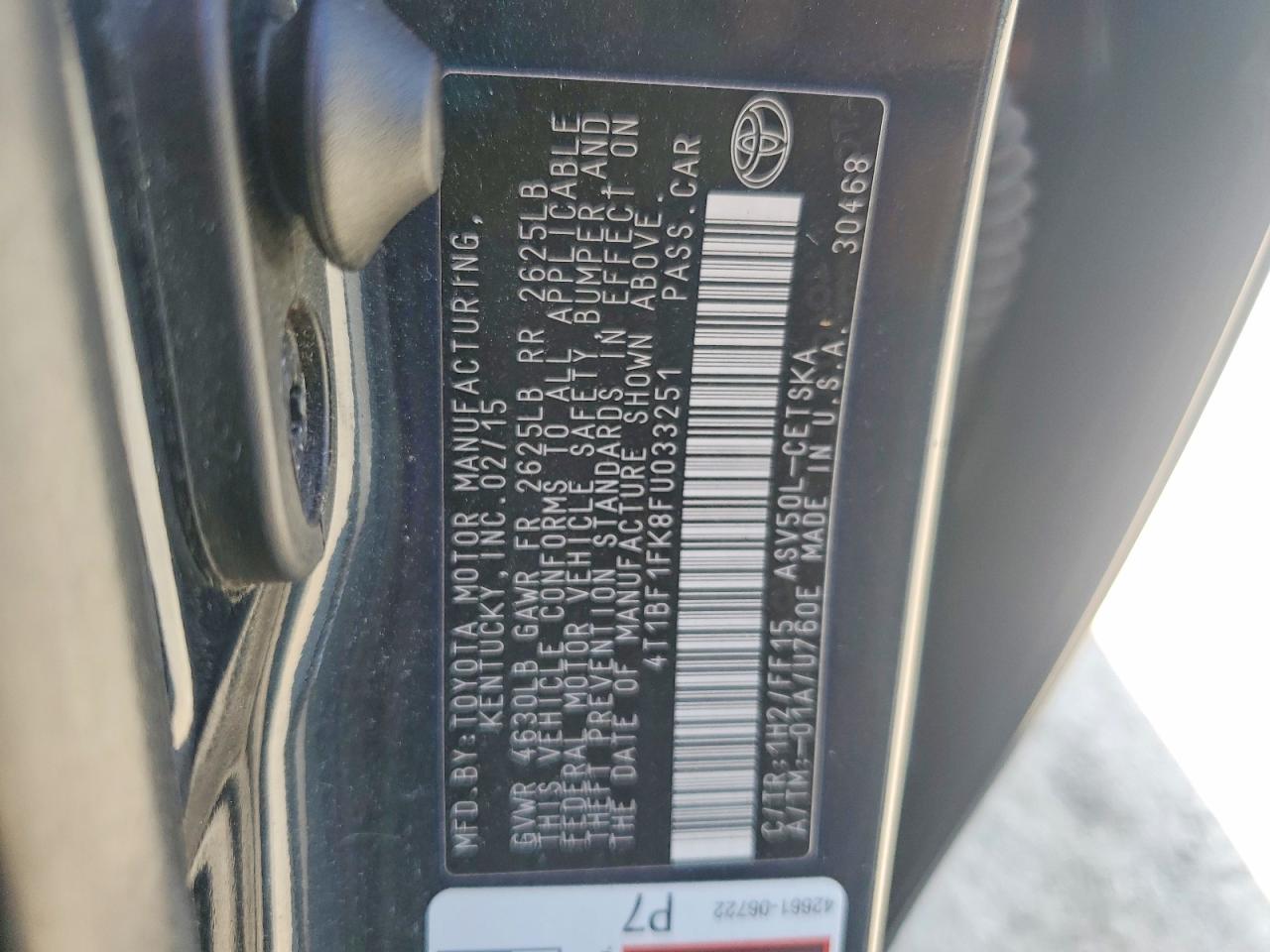 2015 Toyota Camry Se Blue vin: 4T1BF1FK8FU033251