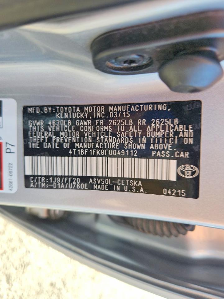 2015 Toyota Camry Se Silver vin: 4T1BF1FK8FU049112