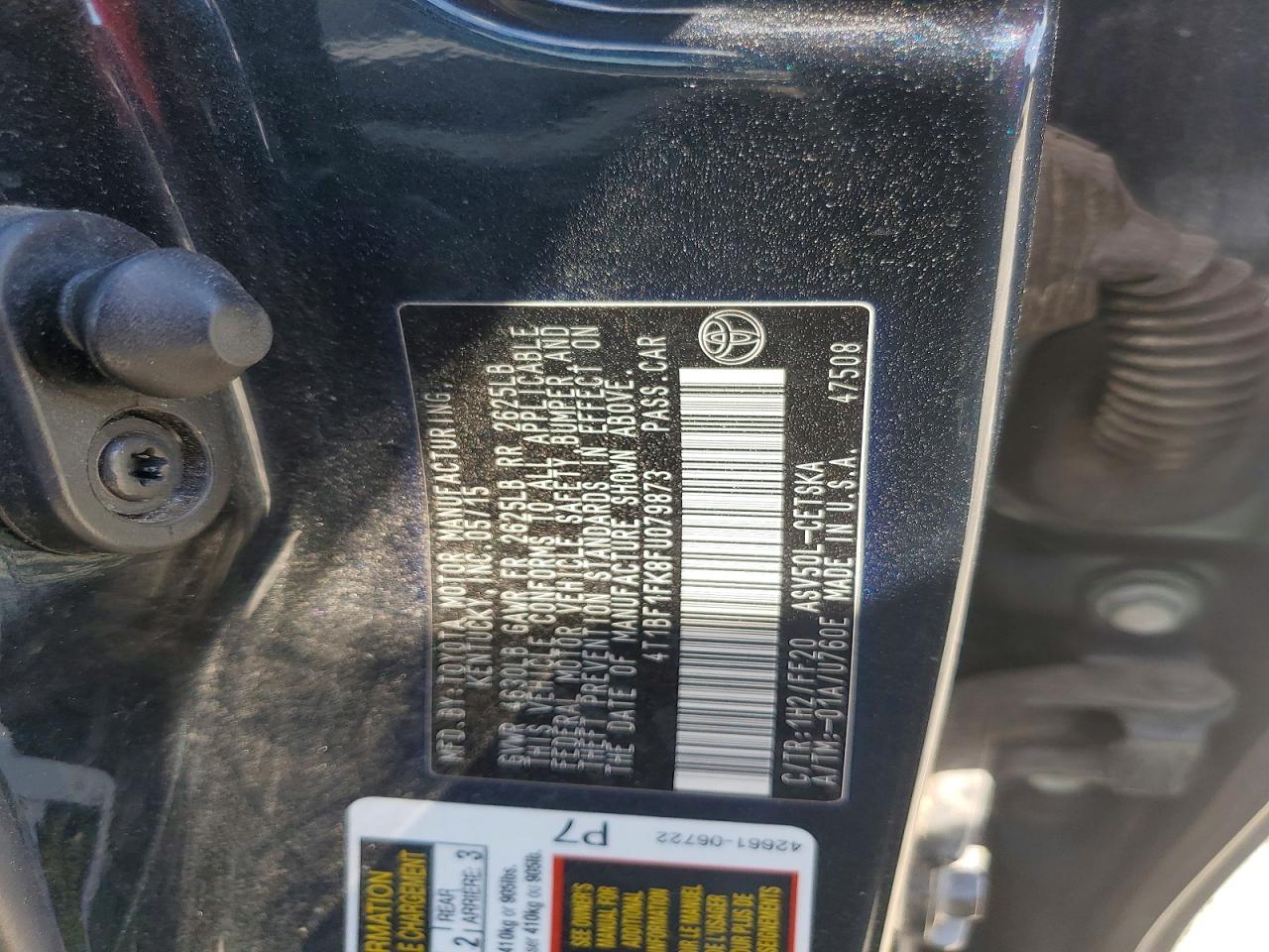 2015 Toyota Camry Se Black vin: 4T1BF1FK8FU079873