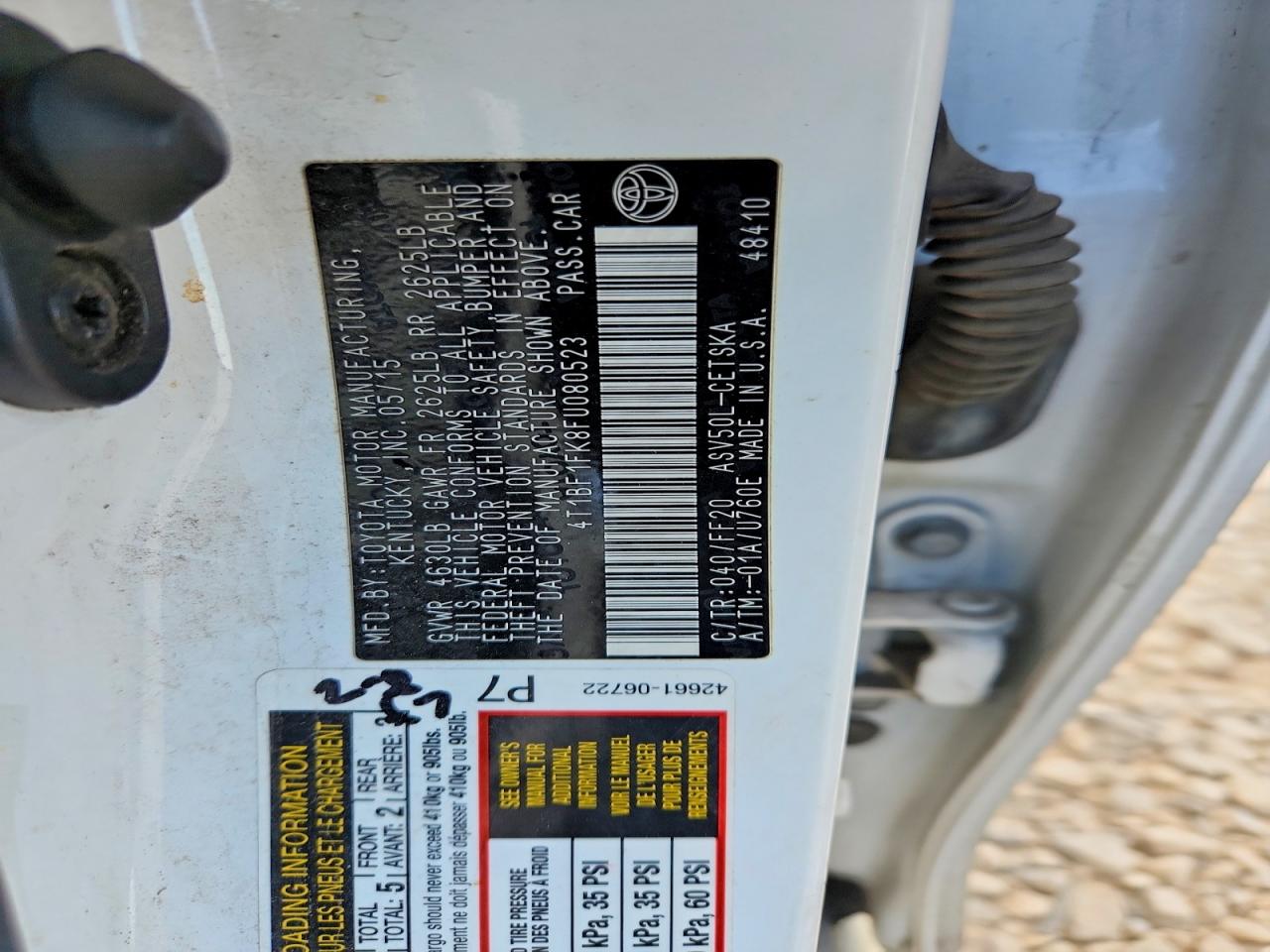 2015 Toyota Camry Se White vin: 4T1BF1FK8FU080523